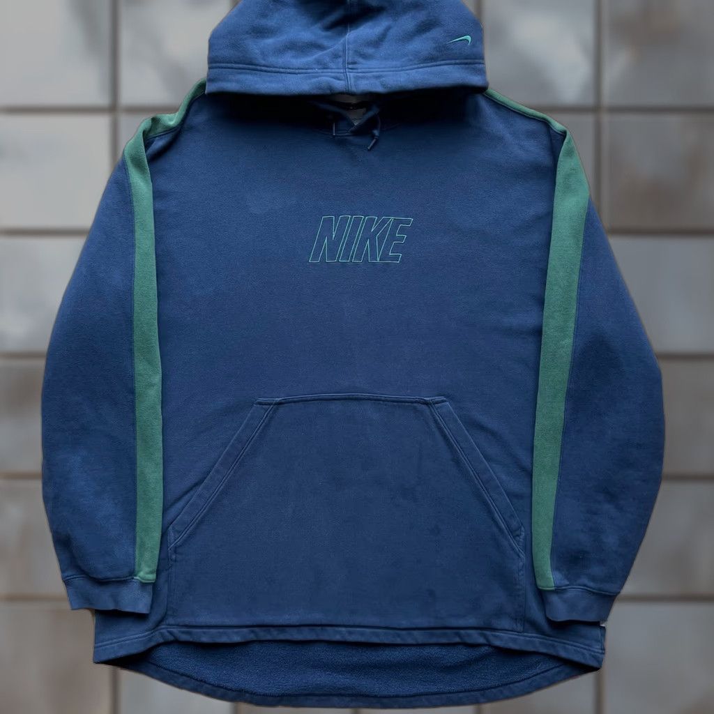 Nike VINTAGE Nike Center Logo Hoodie 2XL Navy Blue 90s Sportswear Pullover Mens Hoodie Size US XXL / EU 58 / 5 - 1 Thumbnail