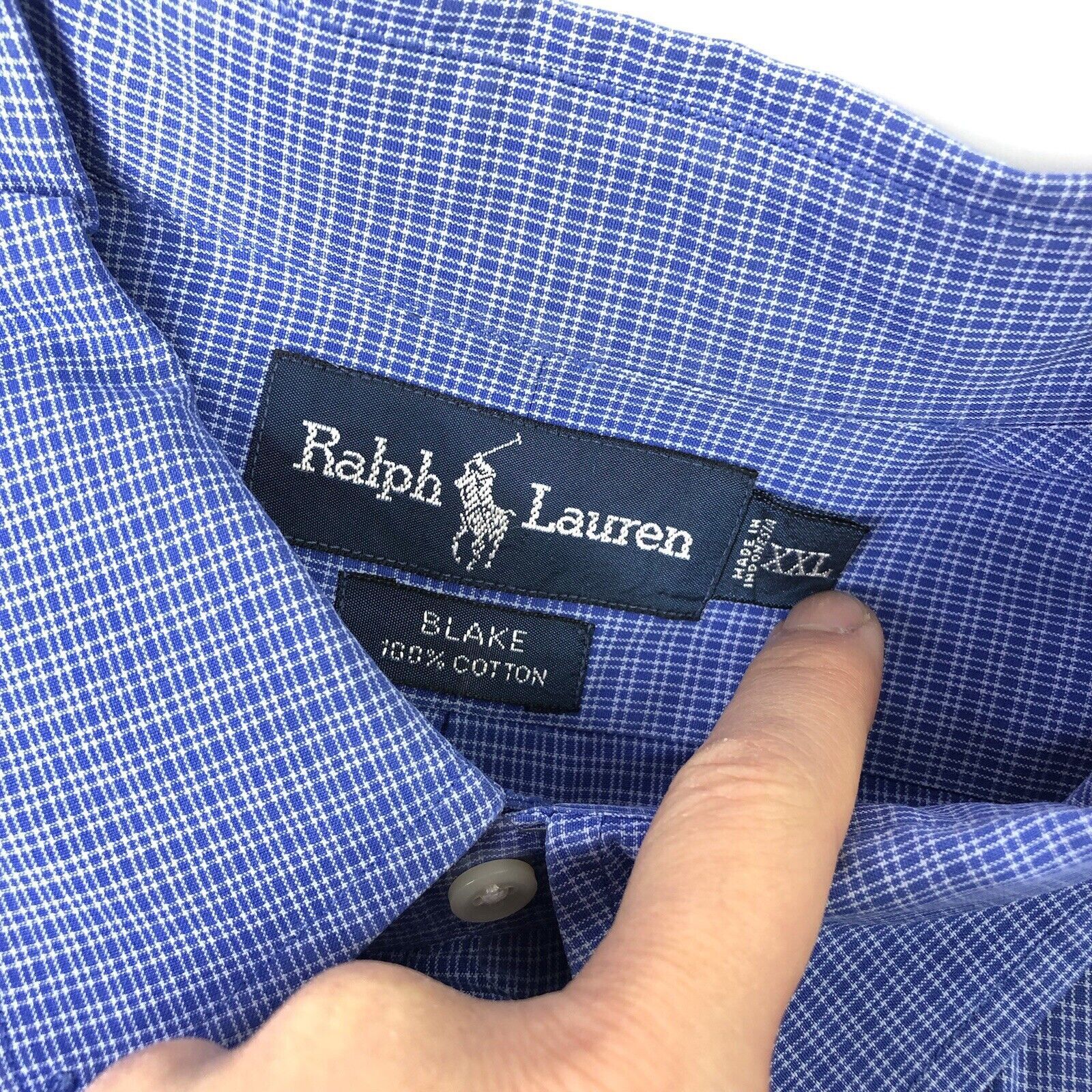 Ralph Lauren Ralph Lauren Mens Tiny Plaid Blue Shirt Blake 100% Cotton Size US XXL / EU 58 / 5 - 5 Thumbnail