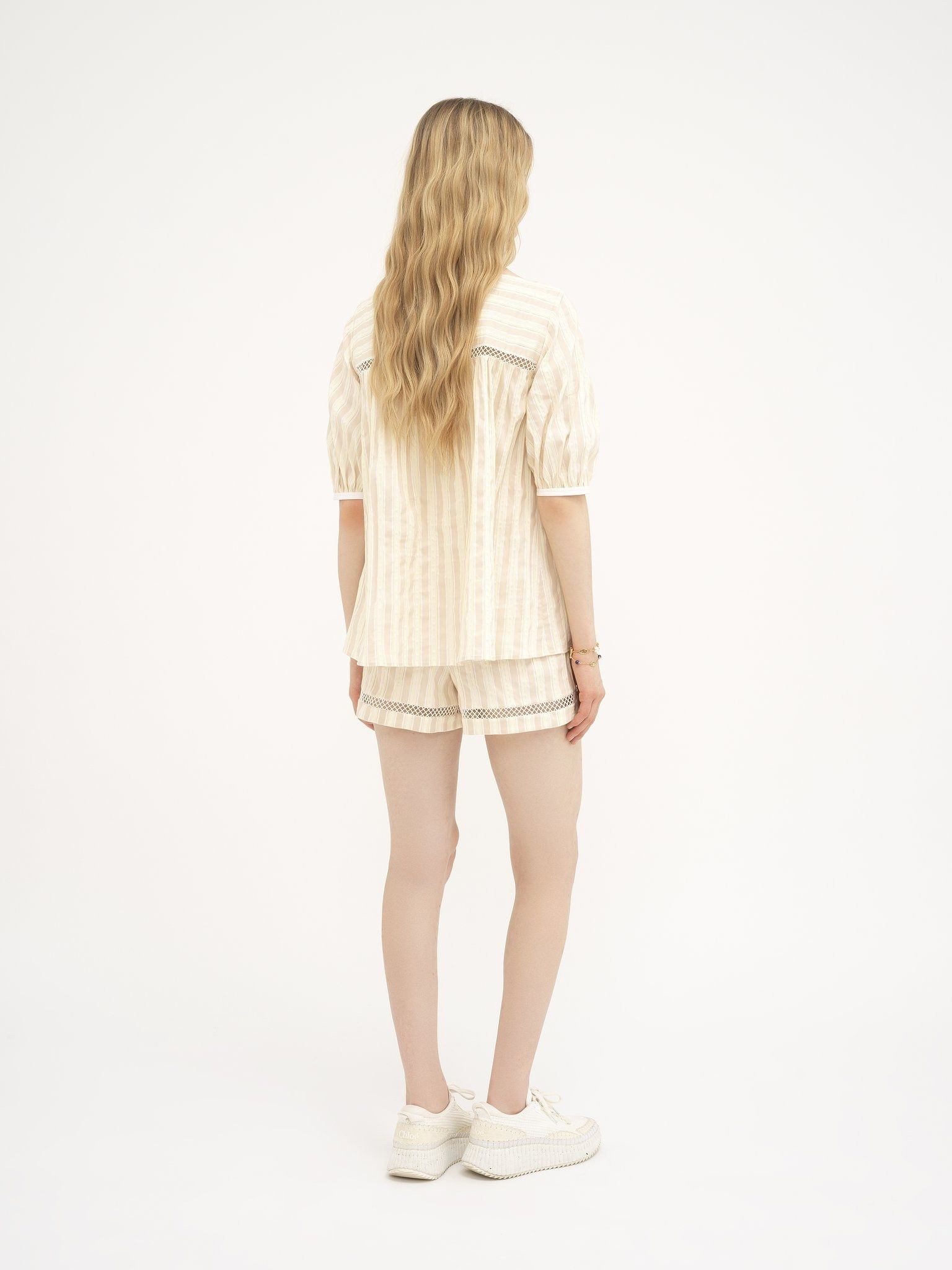 Chloe o1loc1c10425 Boat-Neck Top For Women in Beige/Multicolor Size M / US 6-8 / IT 42-44 - 3 Thumbnail