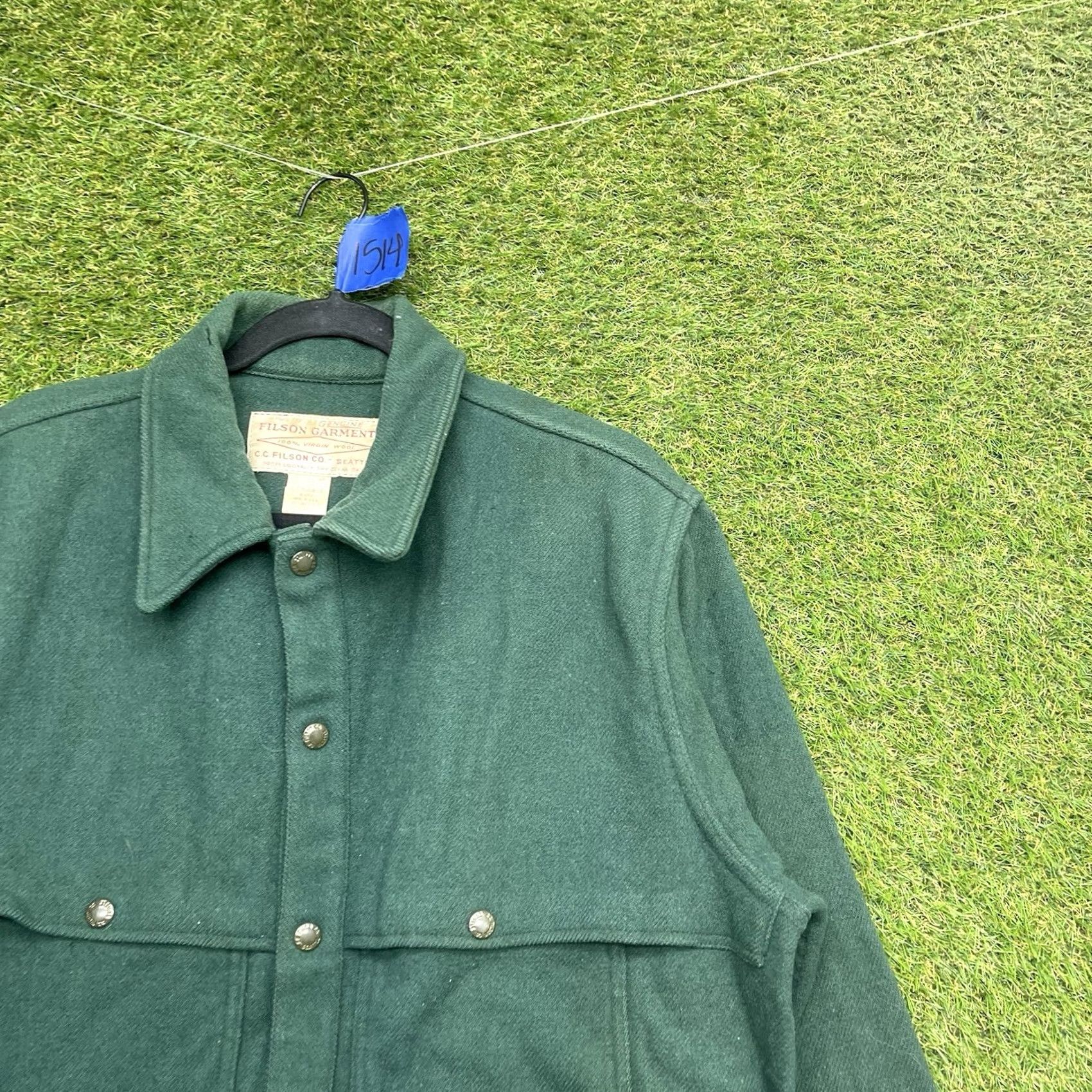 Filson VINTAGE Filson Cruiser Jacket Womens L Green Wool Canvas Button Long Sleeve Regular Coat/Outerwear Size L / US 10 / IT 46 - 2 Thumbnail
