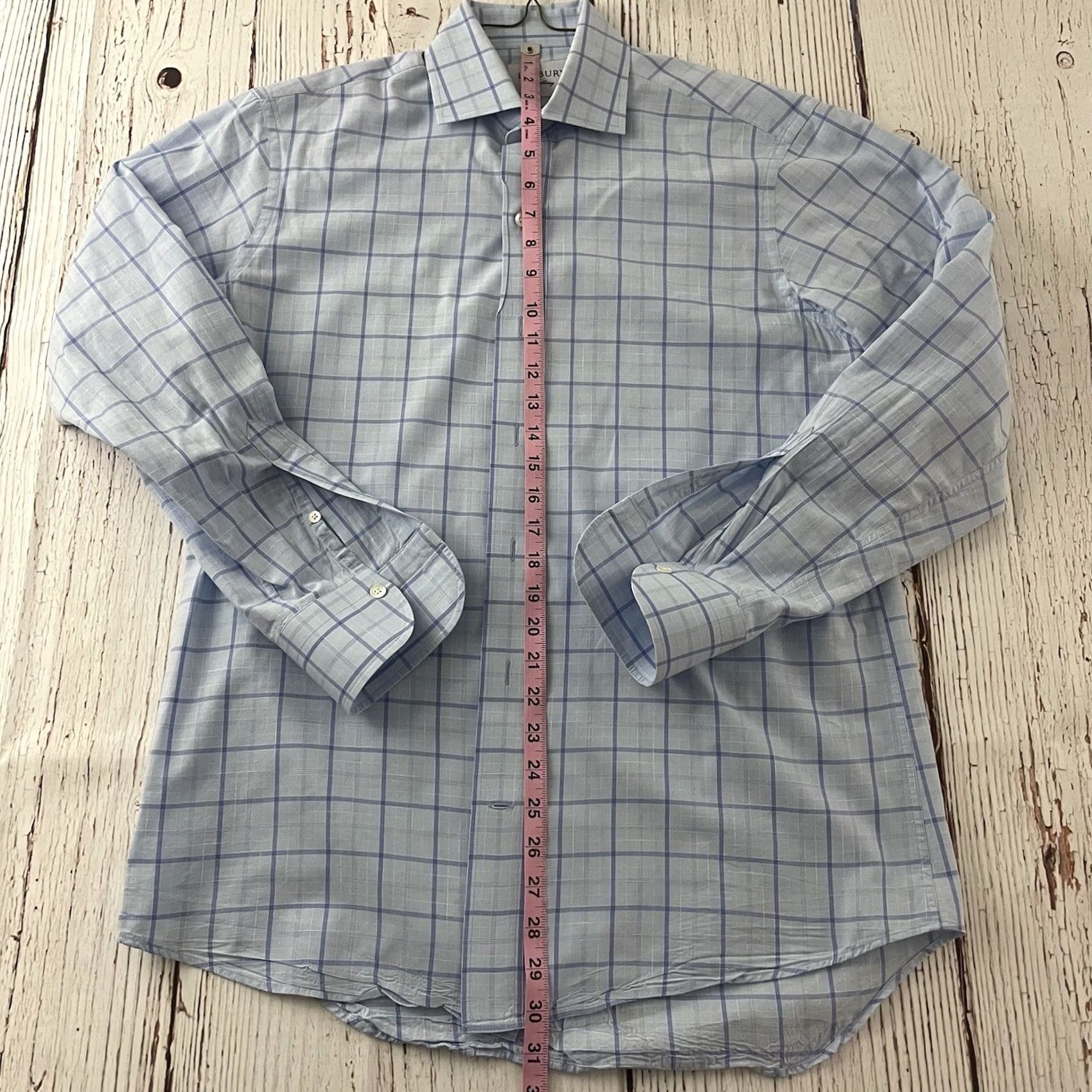 Vintage Ledbury Dress Shirt Plaid Long Sleeve Blue 15.5 Mens Classic/Fitted Sleeve High-Quality Shirt Size US L / EU 52-54 / 3 - 3 Thumbnail