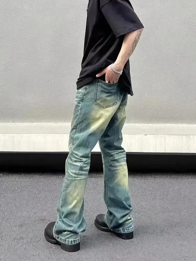 Japanese Brand Vintage washed Y2K patchwork micro-flared jeans Size US 30 / EU 46 - 6 Thumbnail