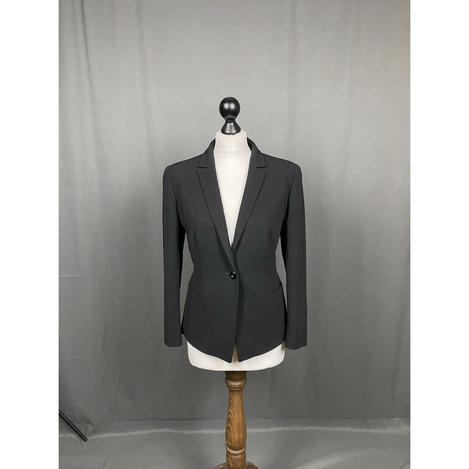 Max Mara MINT! Max Mara Studio Black 1-Button Notched Lapel Wool Blaz Size L / US 10 / IT 46 - 3 Thumbnail