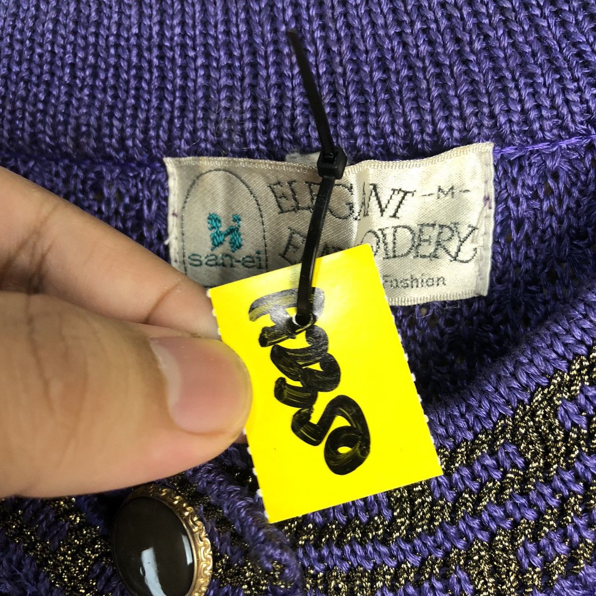 Japanese Brand Elegant Embroidery Purple Cardigan Knitwear #A2350 Size M / US 6-8 / IT 42-44 - 9 Thumbnail