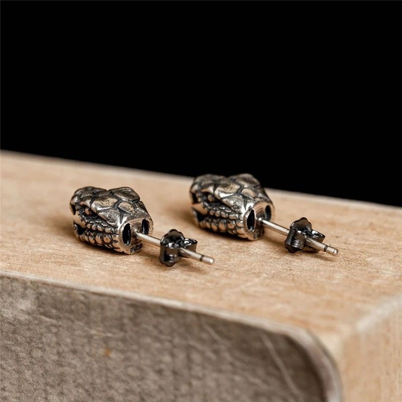Jewelry Cobra Head Stud Earrings 925 Sterling Silver Ear Gift Size ONE SIZE - 2 Thumbnail