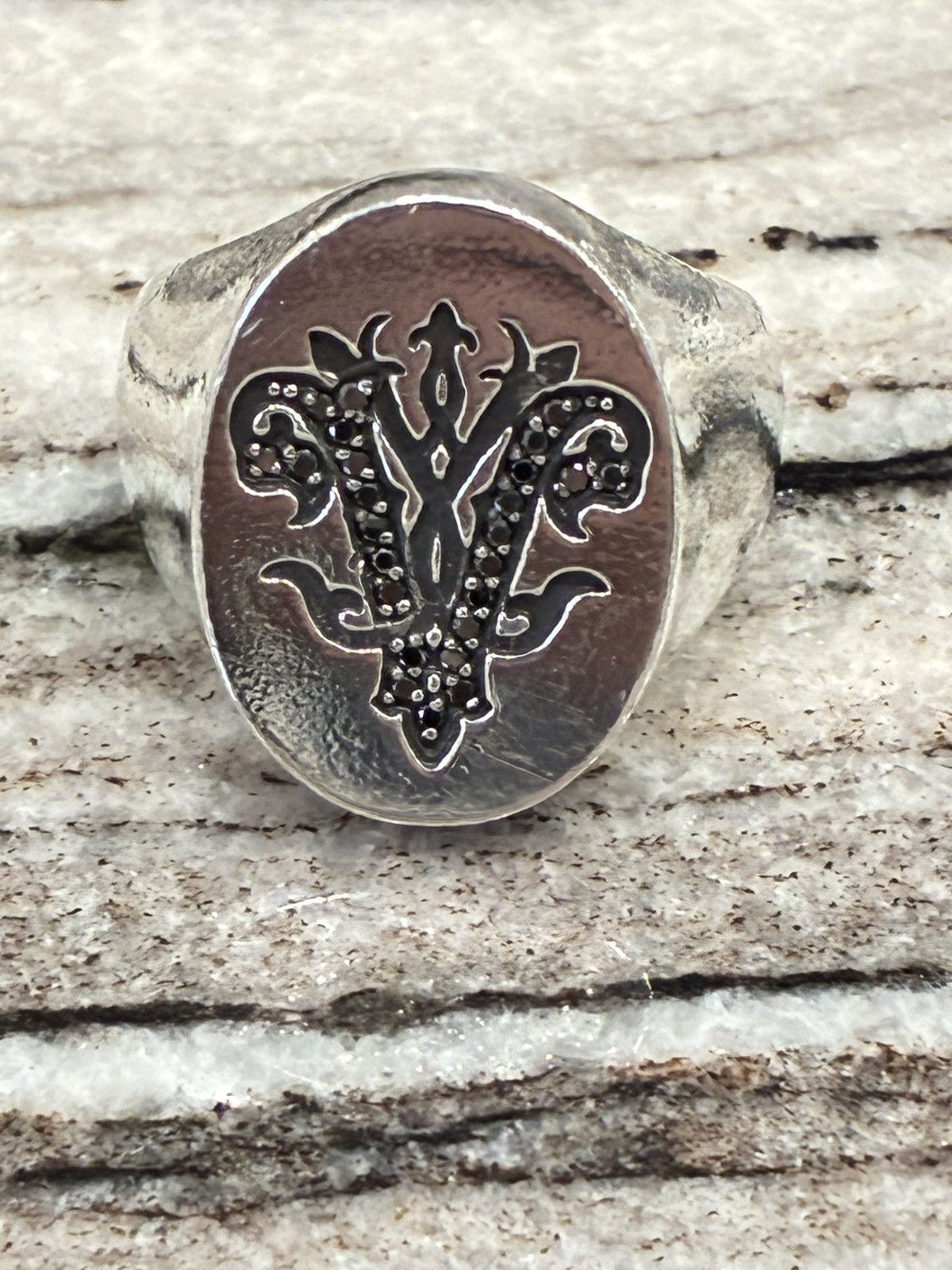 John Varvatos 25 Anniversary Sterling Silver Ring with diamonds Size ONE SIZE - 7 Thumbnail