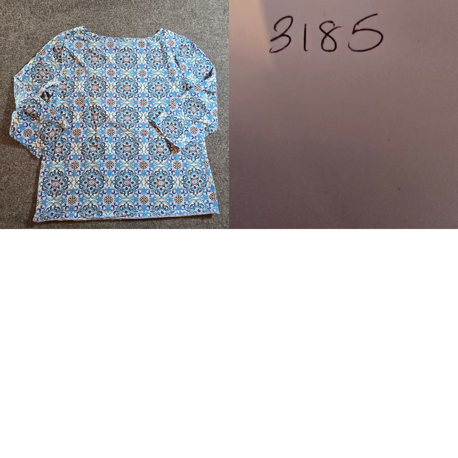 Talbots Talbots Top Womens XL Blue Geometric Boat Neck Long Sleeve Stretch Casual Blouse Size XL / US 12-14 / IT 48-50 - 8 Thumbnail