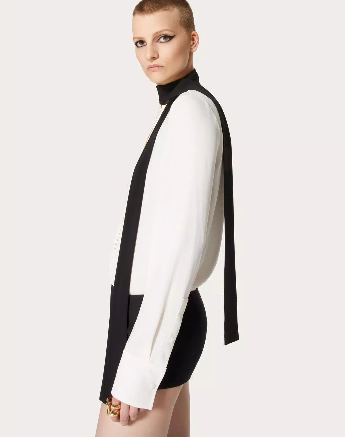 Valentino o1s1wg110625 Georgette Blouse in White Size XS / US 0-2 / IT 36-38 - 6 Thumbnail