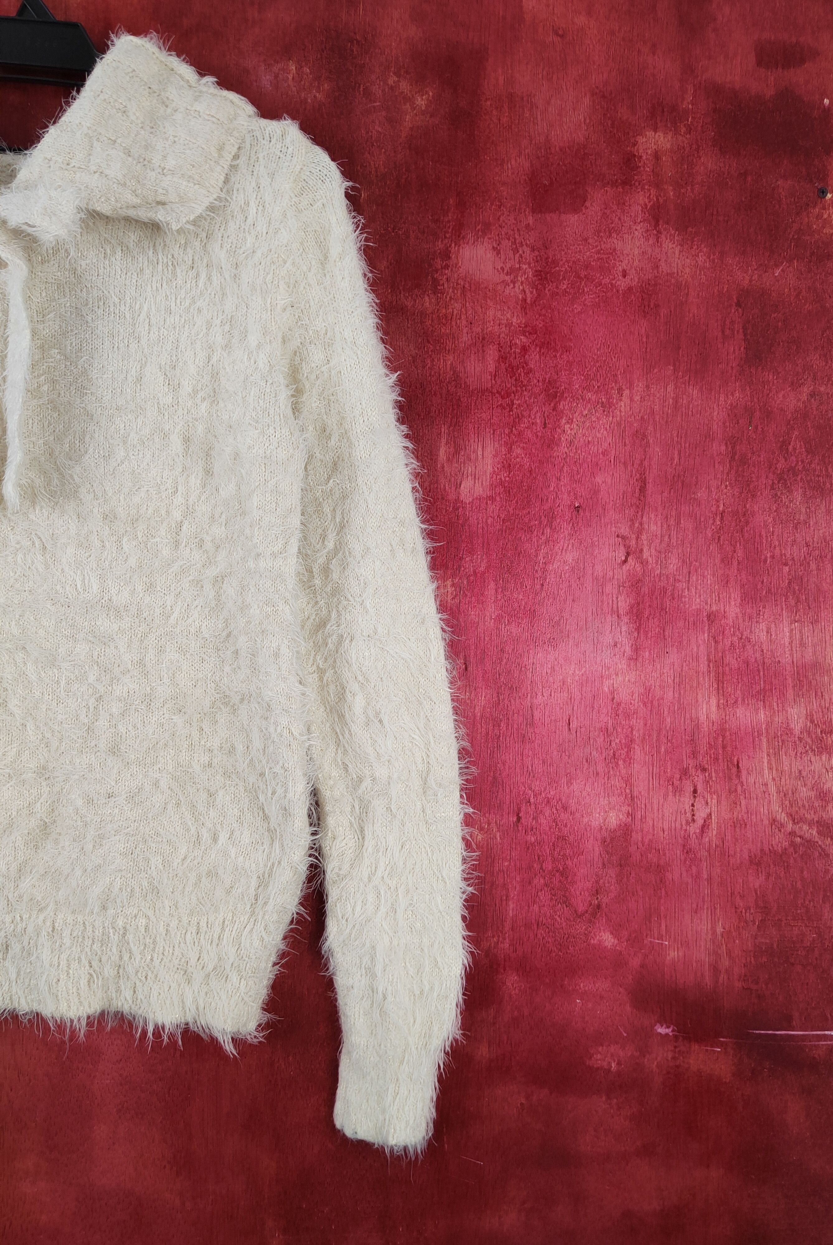 Index × Vintage Cool Vintage 💥 Index Cream Fur Mohair Knitwear Size M / US 6-8 / IT 42-44 - 9 Thumbnail
