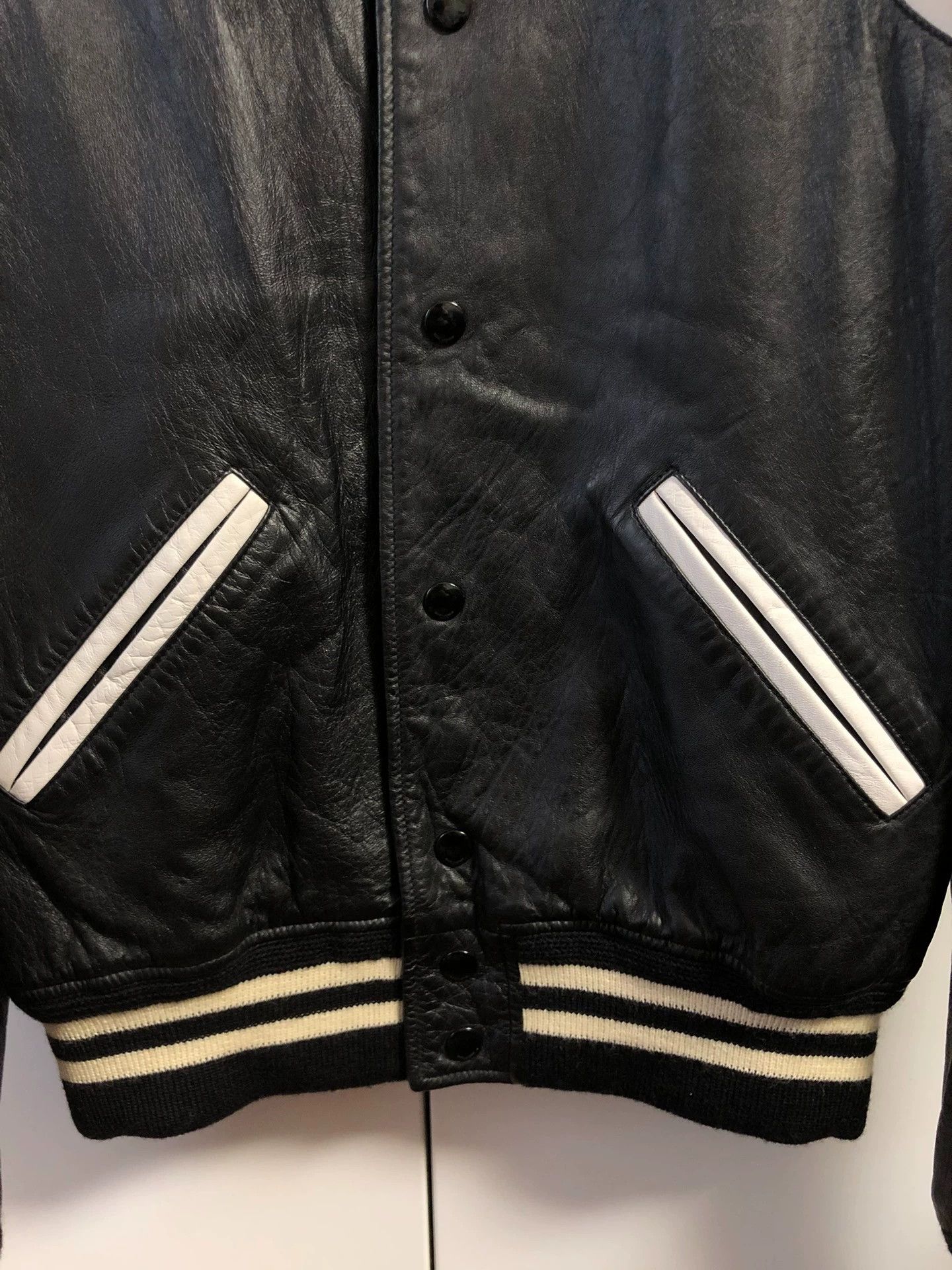 Saint Laurent Paris Saint Laurent Black and White Baseball Jacket (SLP) Size US S / EU 44-46 / 1 - 3 Thumbnail
