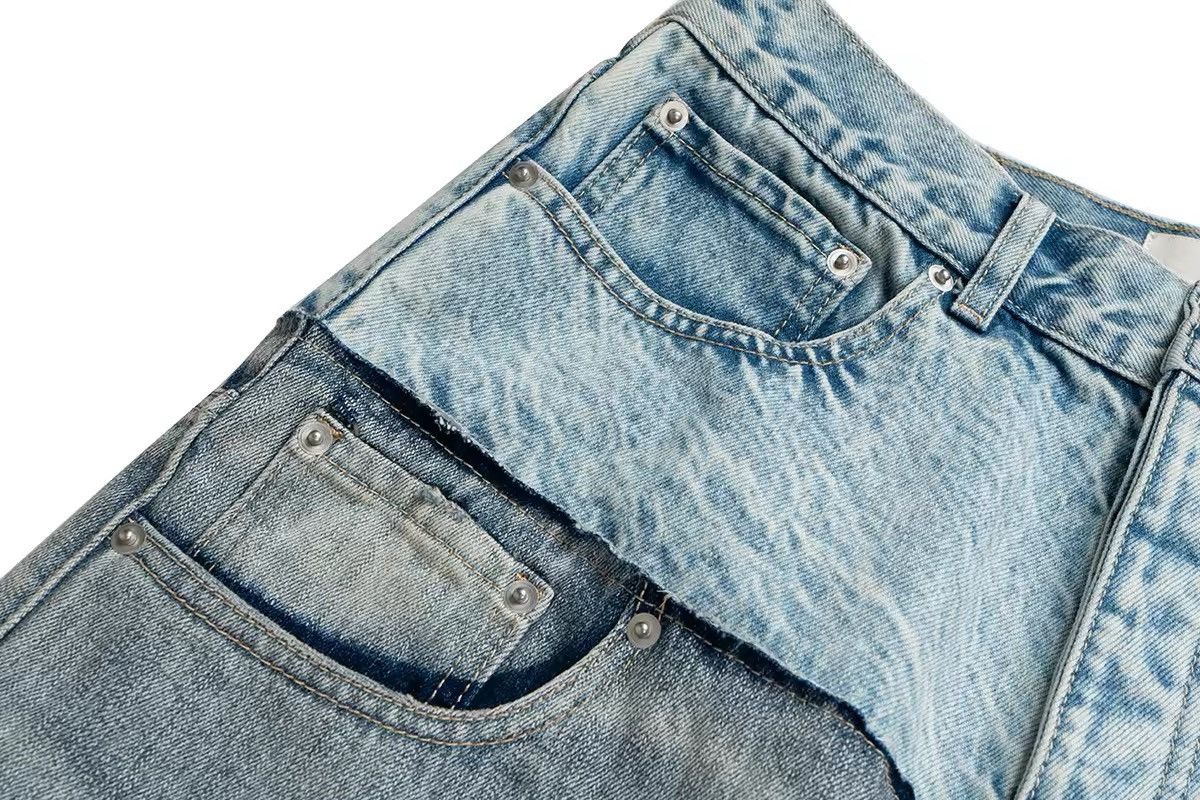 Jean × Vintage Double-layer Waist Patchwork Baggy Jeans Size US 33 - 5 Thumbnail
