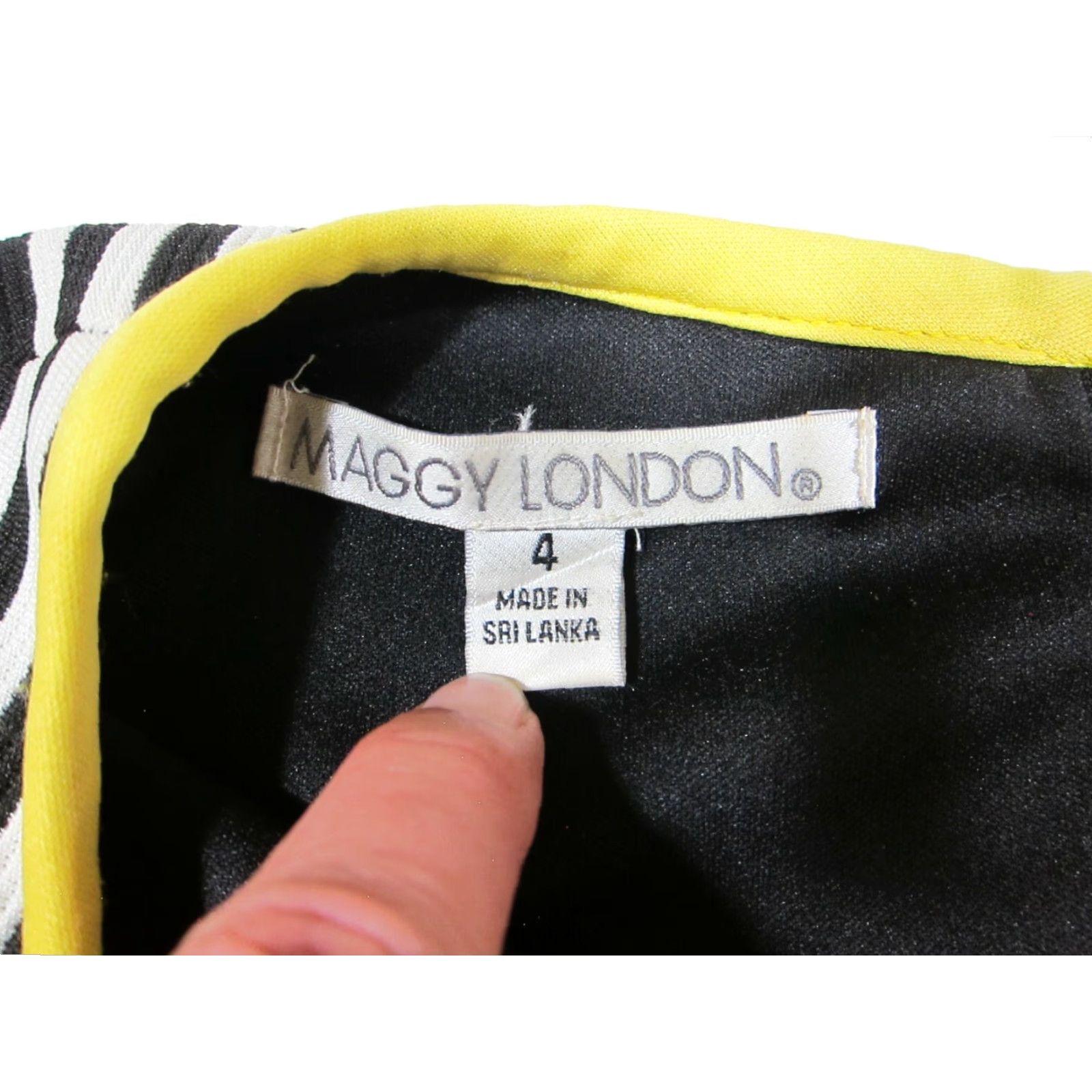 MAGGY LONDON Maggy London Black White Stripe Short Sleeve Pencil Dress Women Size 4 Size 27" / US 4 / IT 40 - 3 Thumbnail