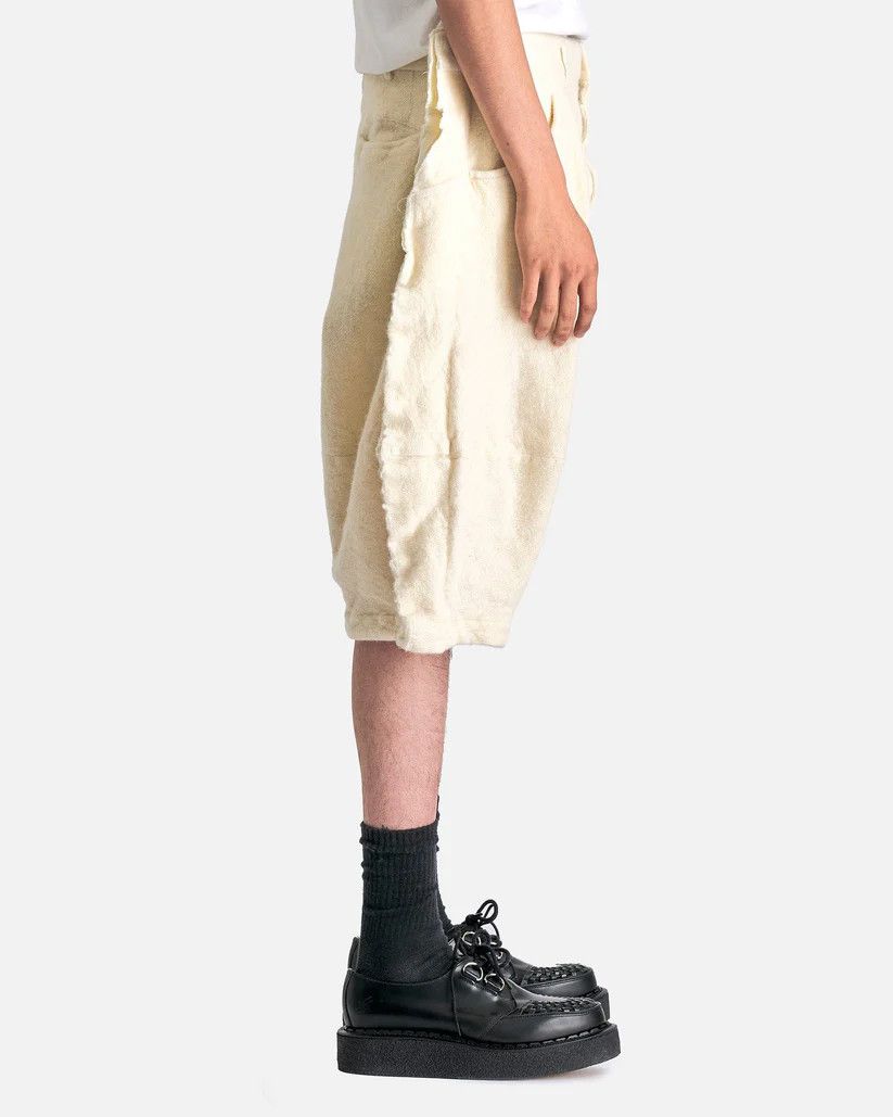 Comme des Garcons Homme Plus o1s1v1r1oon0925 Brushed Wool Shorts in Off White Size US 32 / EU 48 - 2 Thumbnail