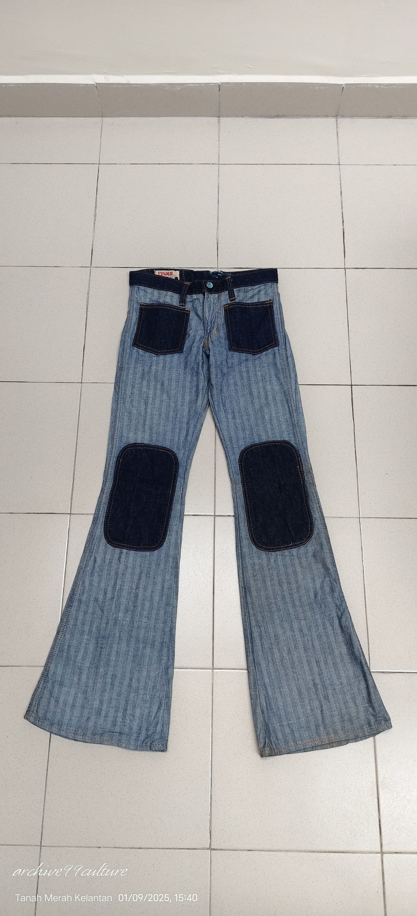 Edwin 70's Edwin Bell bottom patches Unisex jeans USA Size US 27 - 1 Thumbnail