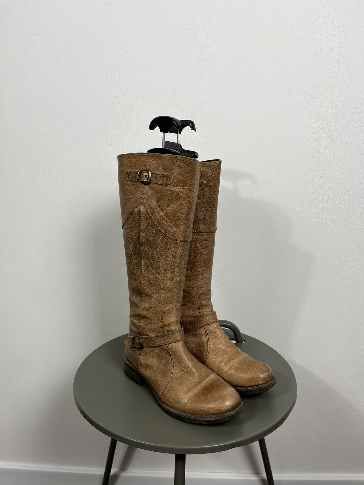 Other Brown Leather Tall Boots 37 Buckle Zip Riding Style Size US 6.5 / IT 36.5 - 1 Thumbnail