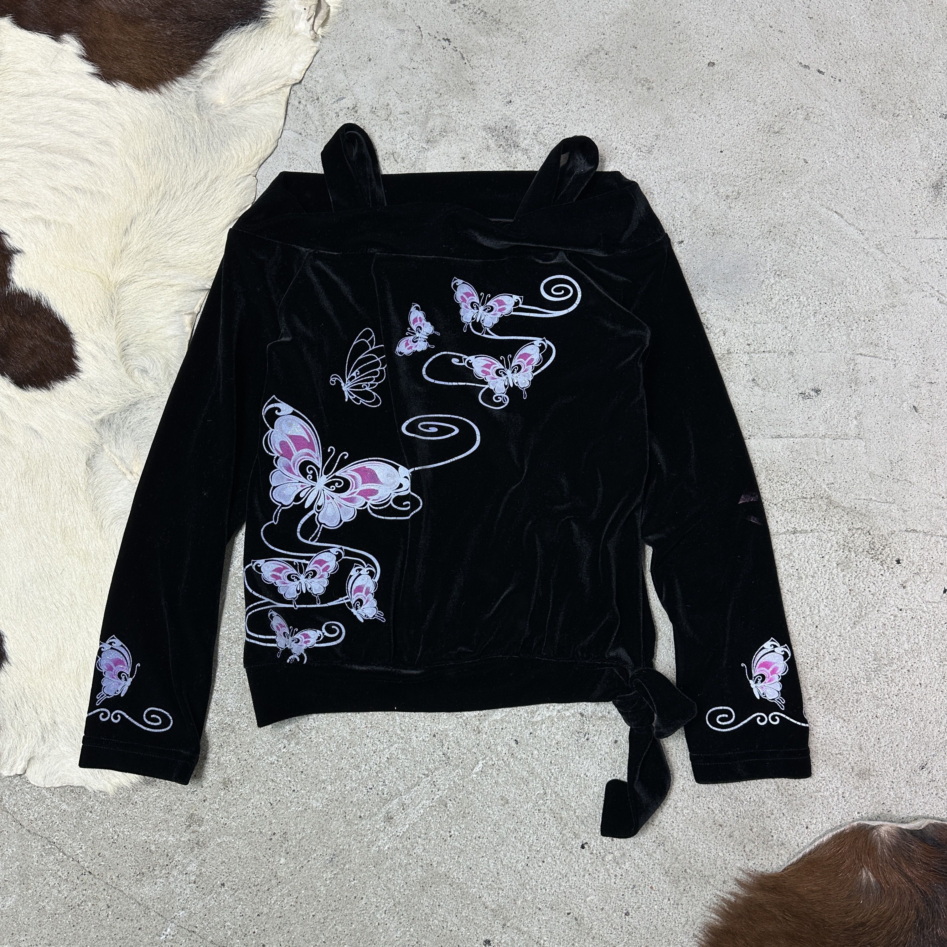 Vintage Vintage Avant Garde Velvet Butterflies Longsleeve 00s Size XS / US 0-2 / IT 36-38 - 2 Thumbnail