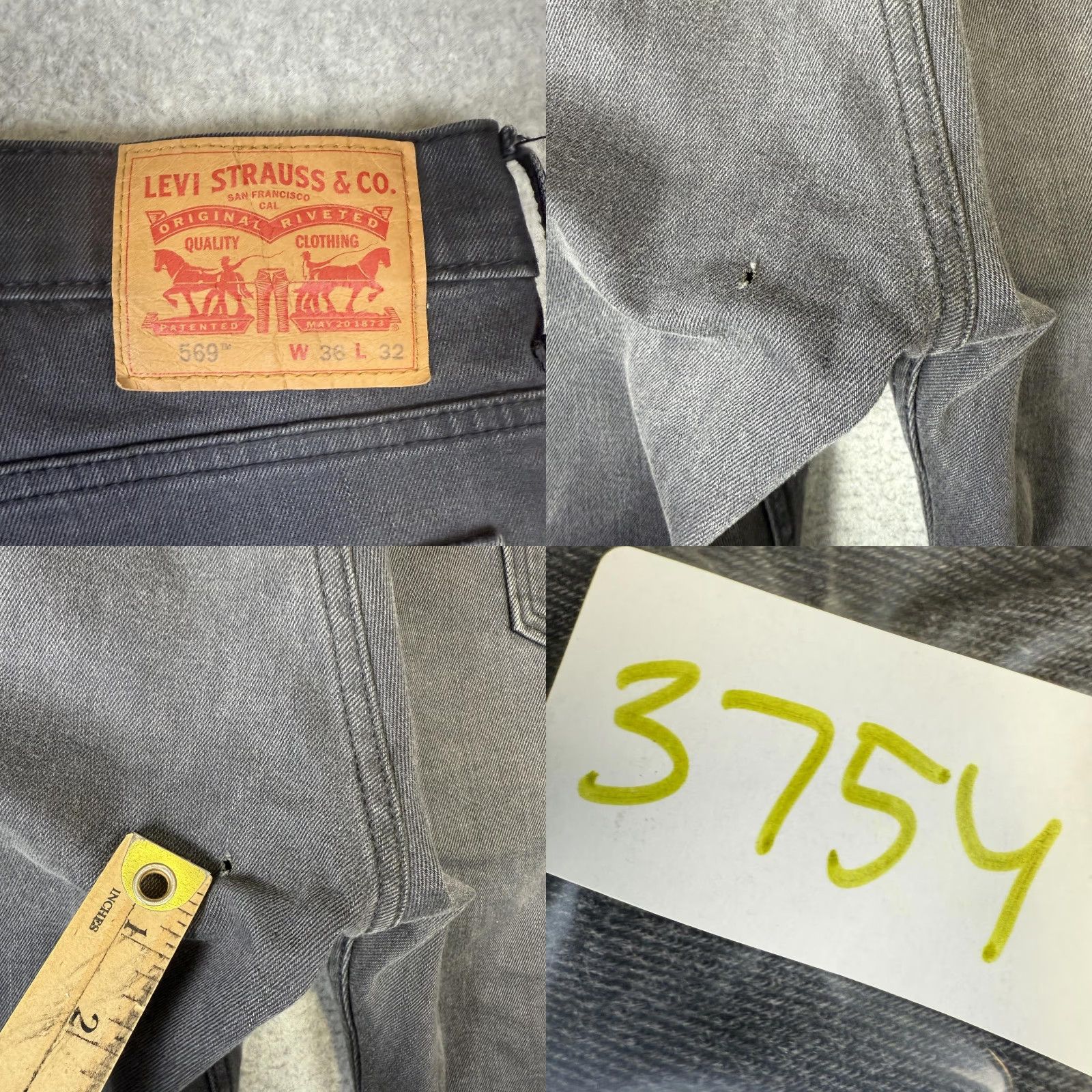 Levi's VINTAGE Levis 569 Jeans 36x32 Black Ankle Length Relaxed Straight Mens Hole Size US 36 / EU 52 - 8 Thumbnail