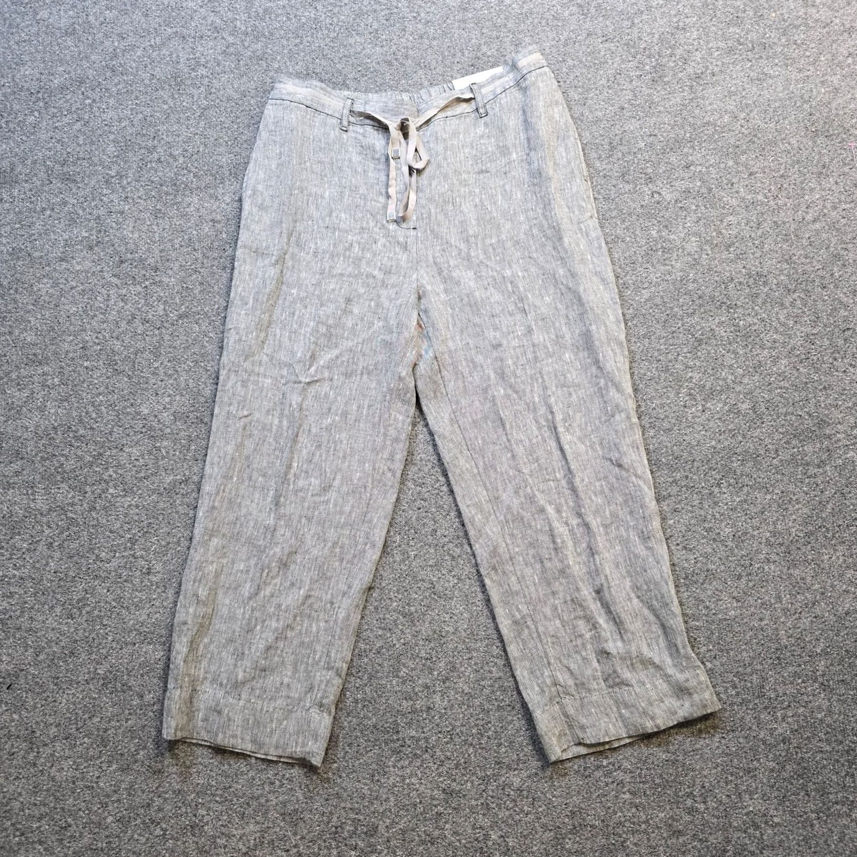 Vintage Chicos Pants Women Size 10 Gray Linen Pull On Straight Lagenlook Career Casual Shirt Pant for Women, Regular, XS? Size 30" / US 8 / IT 44 - 2 Thumbnail