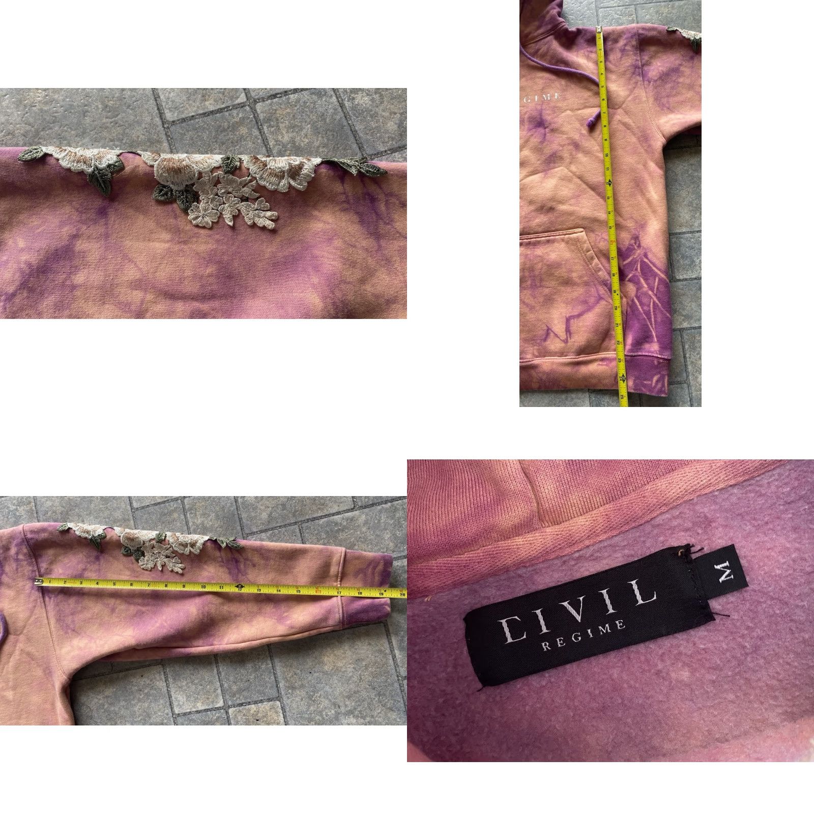 Vintage Civil Regime Hoodie Men M Sweatshirt Embroidery Flower Pink Pullover Size US M / EU 48-50 / 2 - 9 Thumbnail