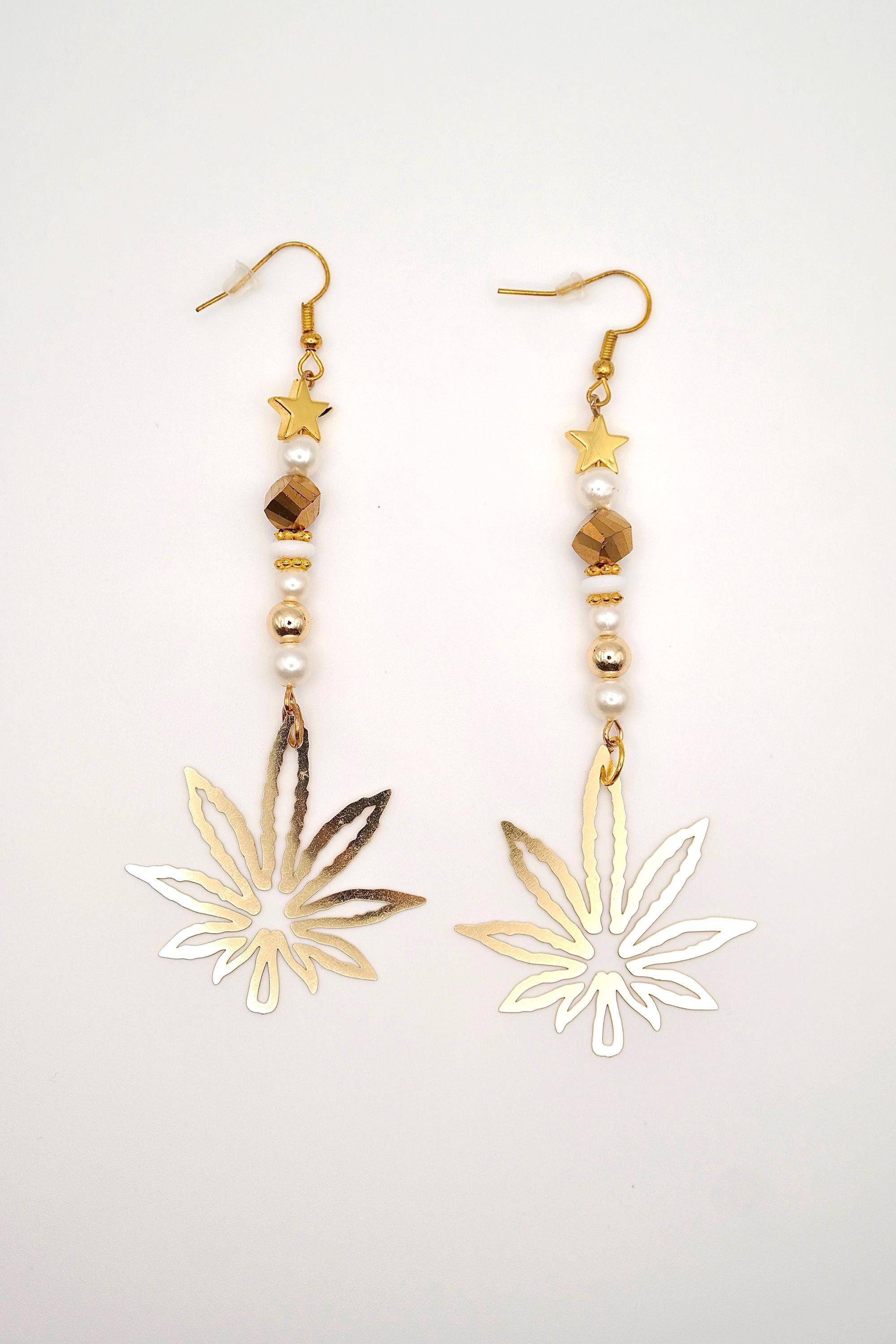 Handmade Colorful 420 Leaf Earrings Size ONE SIZE - 9 Thumbnail
