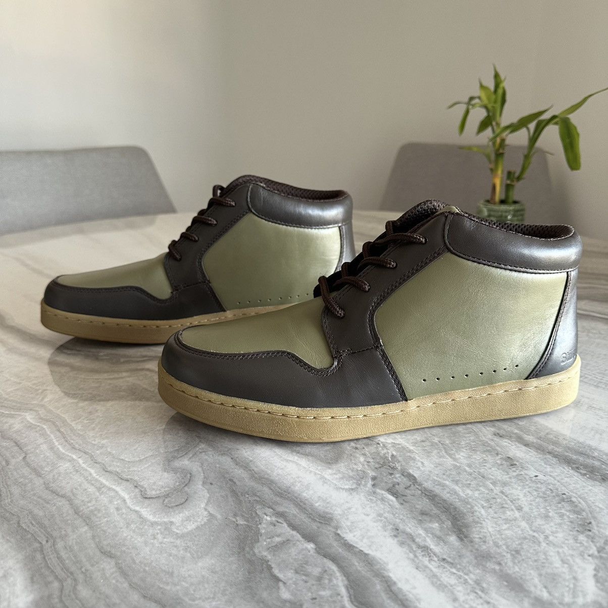 Stussy Vintage Stussy Imperial Olive Brown Leather Mid Top Sneakers Size US 10.5 / EU 43-44 - 1 Thumbnail
