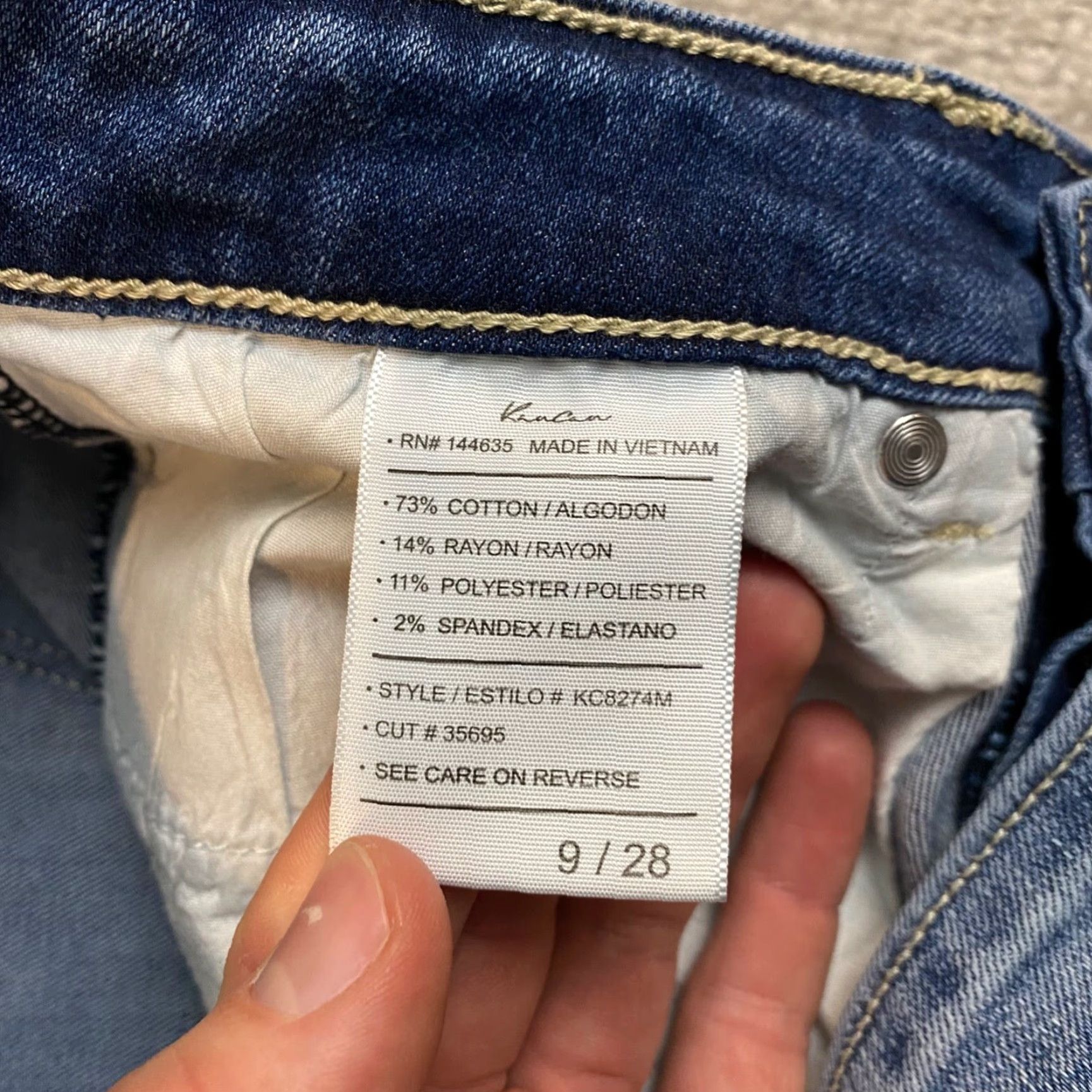 Vintage Kancan Jeans Ripped Mid Rise Frayed Raw Hem Distressed 28 Blue KC8274M Women Slim 5-Pocket Design Vintage No Size 28" / US 6 / IT 42 - 2 Thumbnail