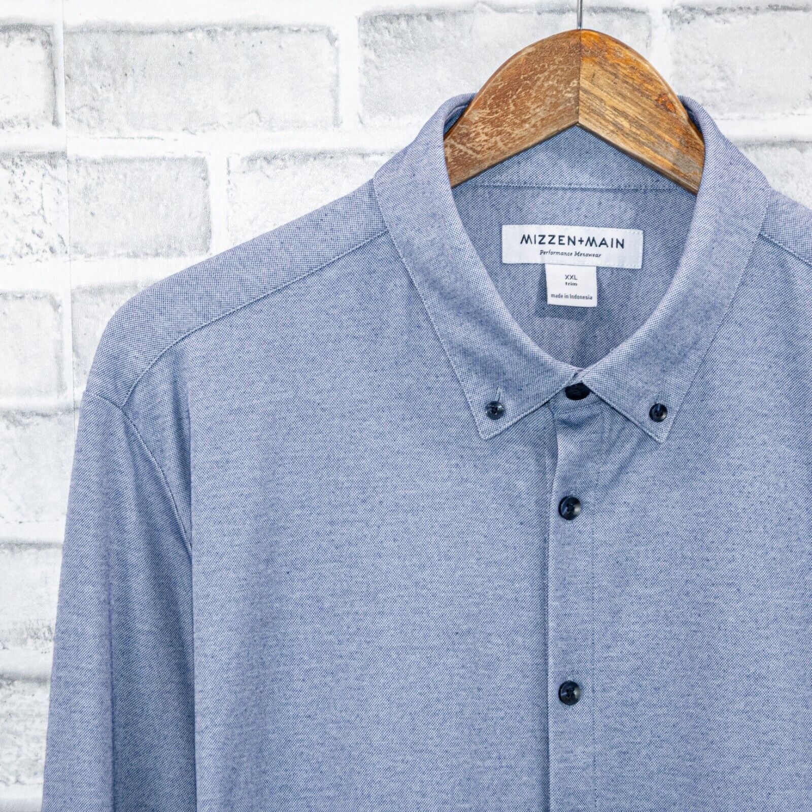 Mizzen+Main MIZZEN + MAIN Trim fit Button Down Shirt Blue poly cotton Size US XXL / EU 58 / 5 - 4 Thumbnail
