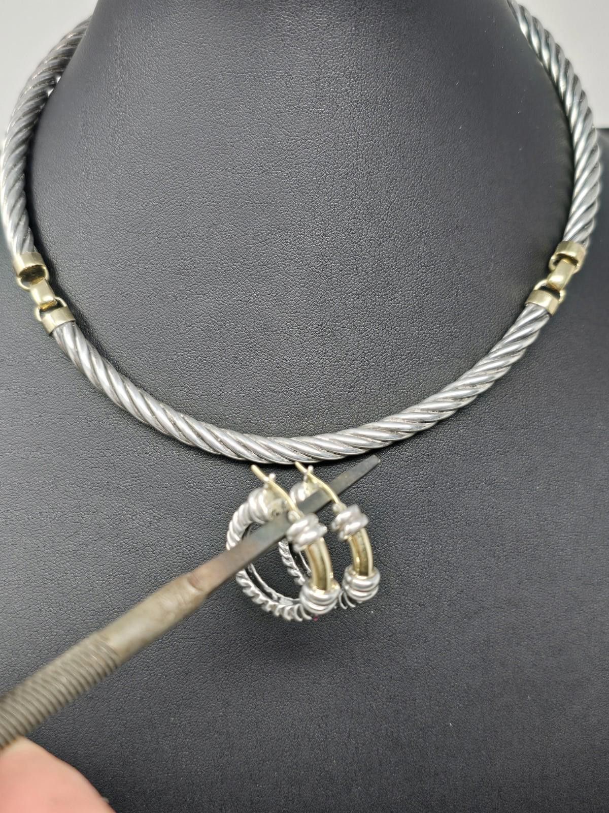 Other 925 Sterling Silver 18K Gold Cable Choker + Huggie Set Size ONE SIZE - 2 Thumbnail