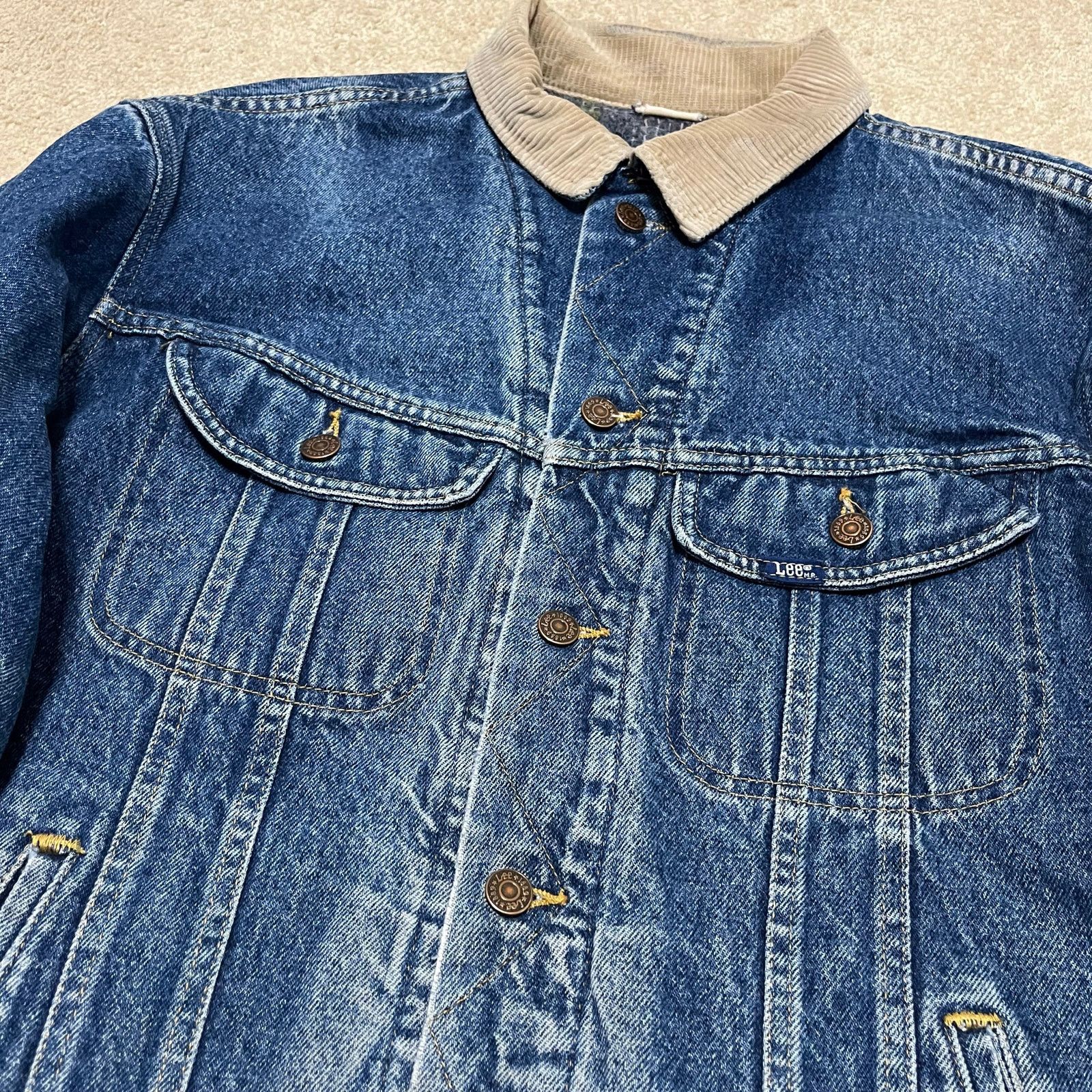Lee Vintage 1989 Lee Blanket Lined Denim Jacket Corduroy Collar Size US L / EU 52-54 / 3 - 3 Thumbnail