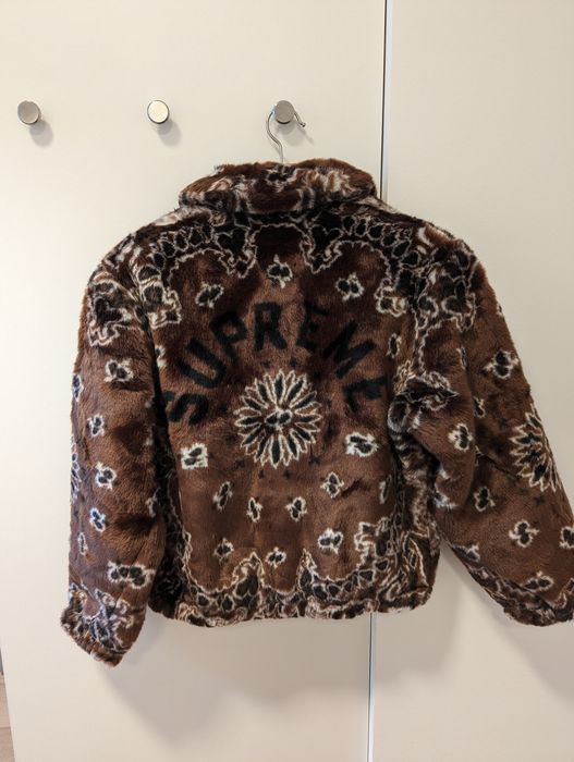 Supreme Deadstock SS21 Bandana Faux Fur Bomber Jacket M Brown