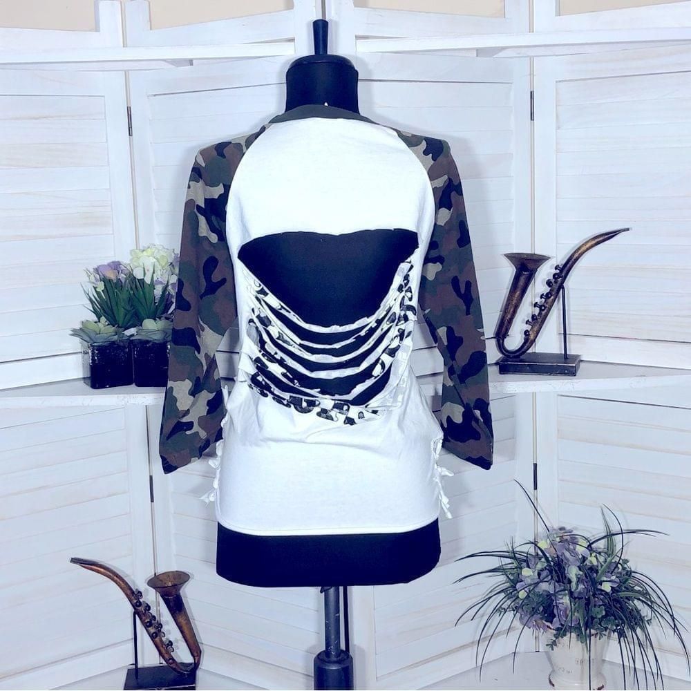 Other camuflaje women’s army boot camp white 3/4 sleeves shirt S Size S / US 4 / IT 40 - 2 Thumbnail