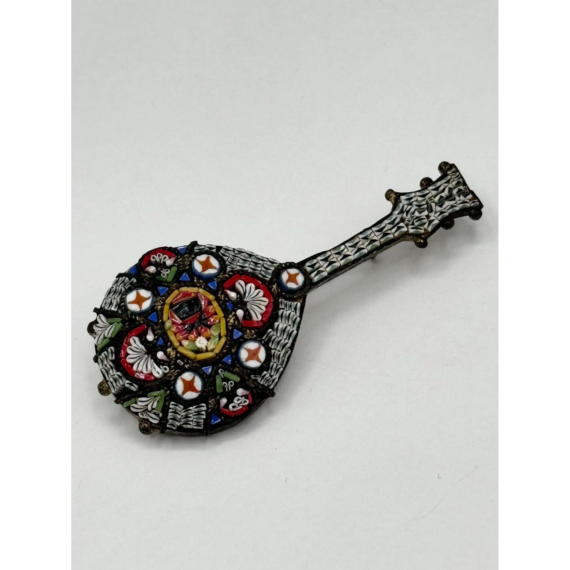 Vintage Estate micro mosaic glass musical instrument brooch pin Size ONE SIZE - 1 Thumbnail
