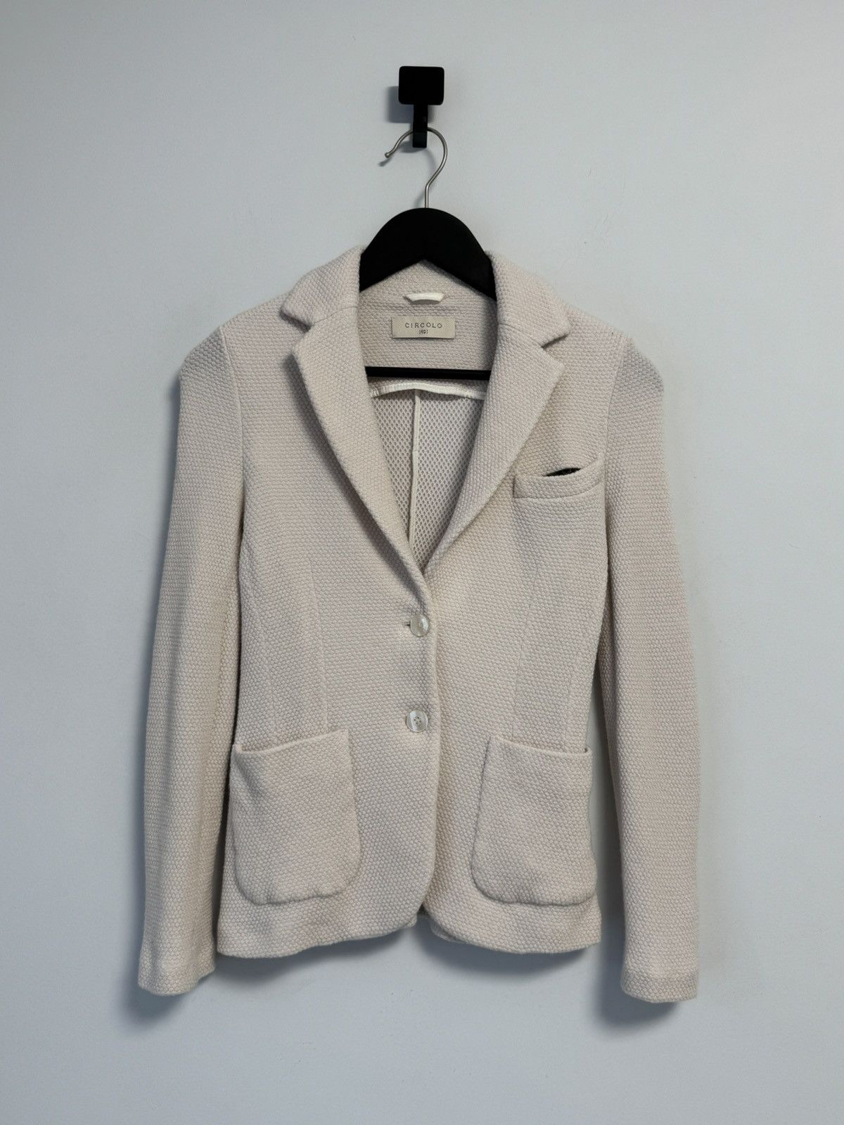 Circolo 1901 Circolo 1901 Women’s Cotton Blazer Jacket Beige Textured Size S / US 4 / IT 40 - 1 Thumbnail