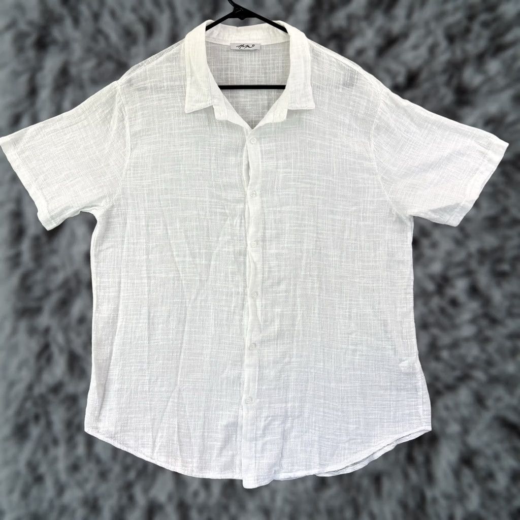 Vintage VINTAGE Made in Italy White Linen Shirt Men 2XL Short Sleeve Button-Up Collared Casual Beach Preppy Size US XXL / EU 58 / 5 - 1 Thumbnail