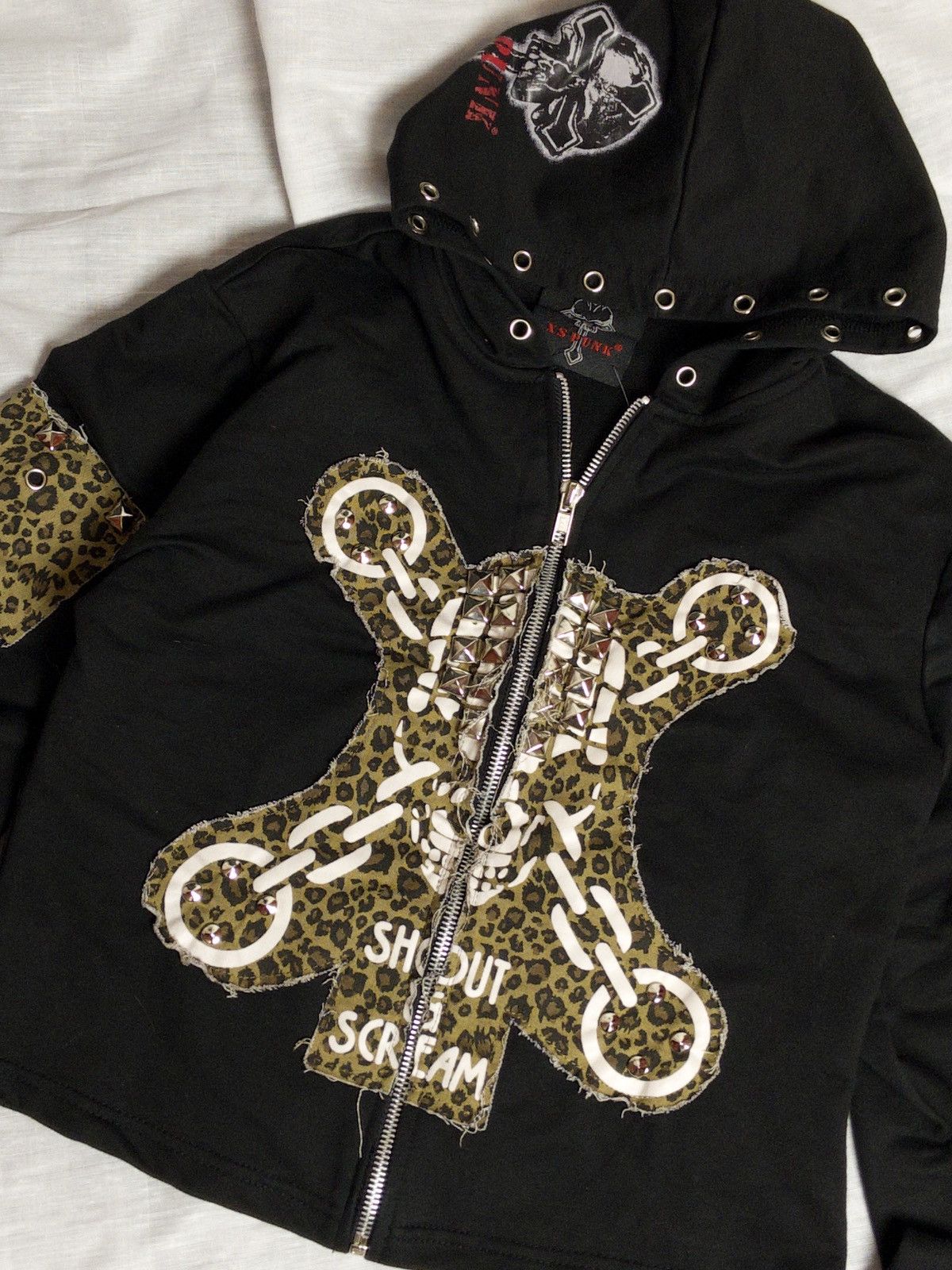 Japanese Brand XS PUNK zip cropped leo hoodie Size S / US 4 / IT 40 - 2 Thumbnail