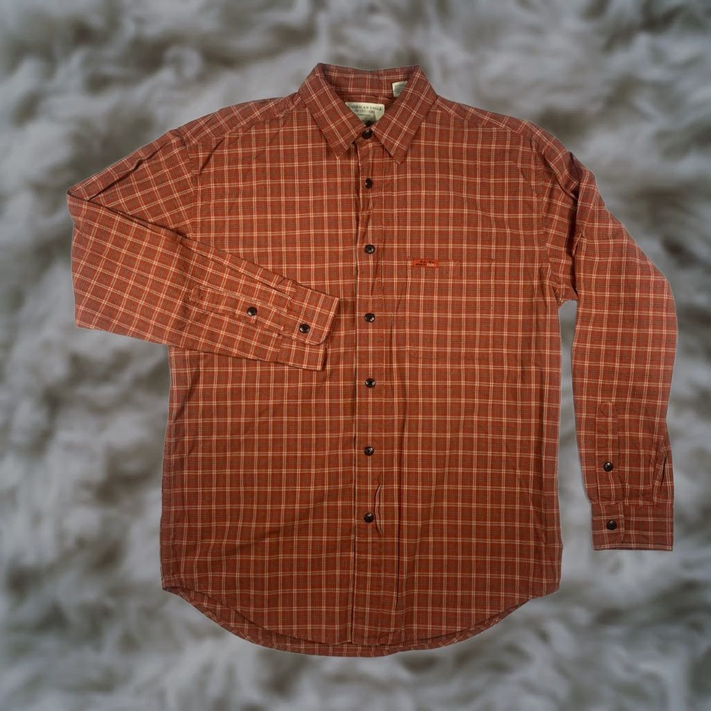 American Eagle Outfitters American Eagle Outfitters Shirt Men’s S Orange Plaid Long Sleeve Flannel Button-Up Front Shirt Size US S / EU 44-46 / 1 - 1 Thumbnail