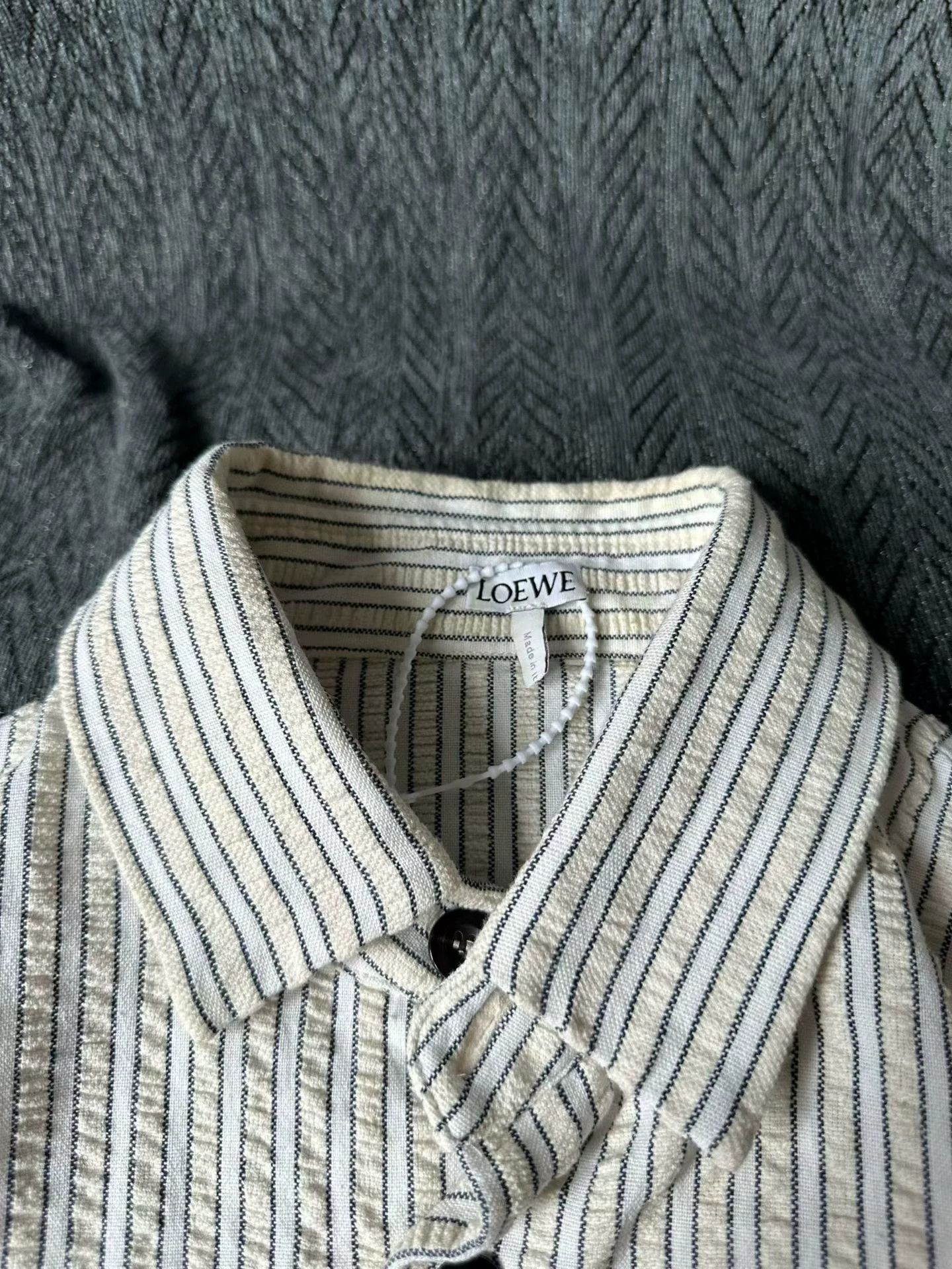 Loewe LOEWE Striped Leather Patch Shirt - Size 50 Size US M / EU 48-50 / 2 - 3 Thumbnail