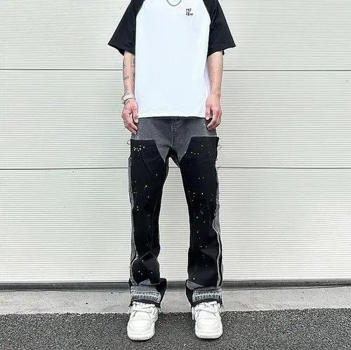 Black Graffiti Wide Jeans