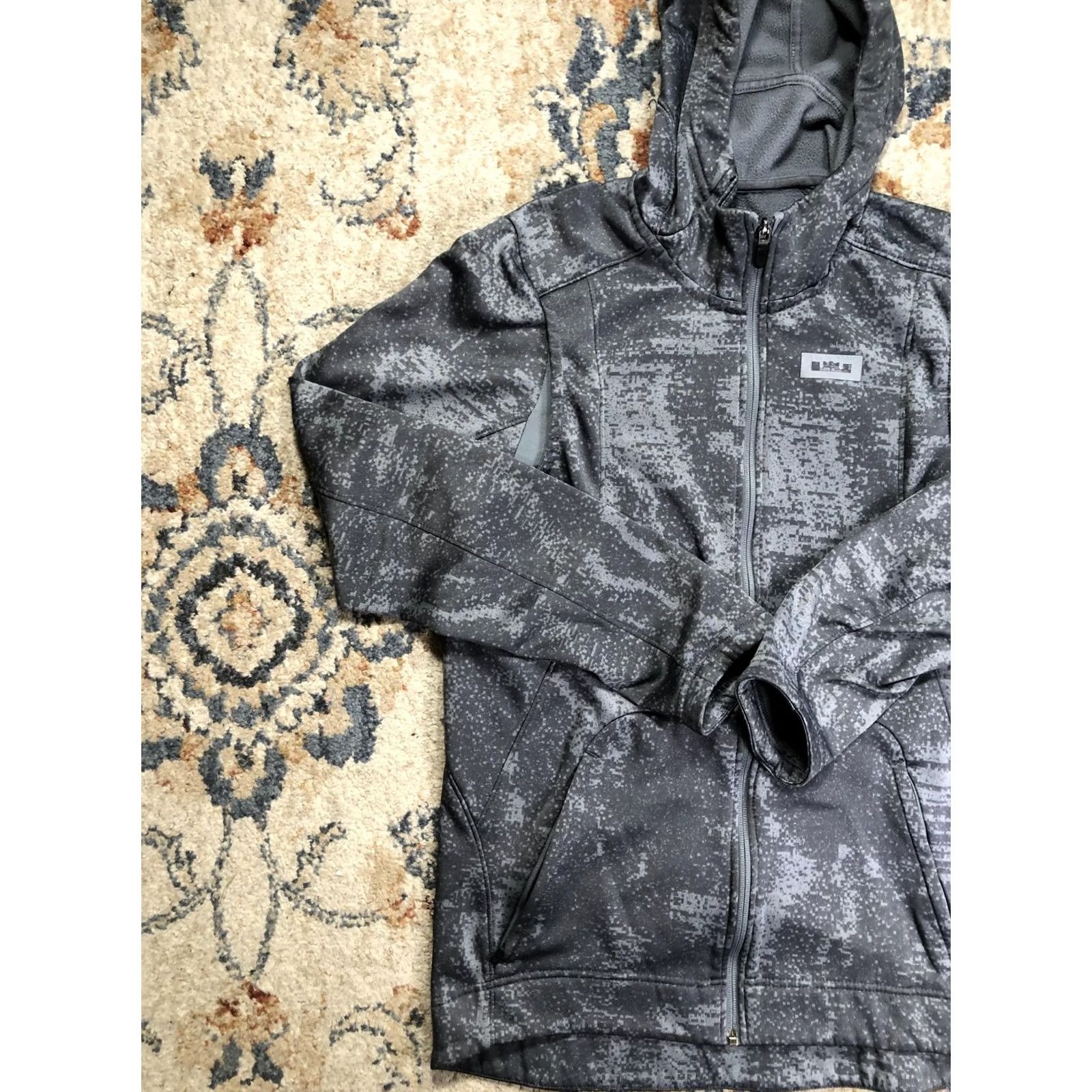 Nike Nike LeBron Dri-FIT Hoodie Mens Small Gray Camouflage Full Zip Fleece Logo Size US S / EU 44-46 / 1 - 3 Thumbnail