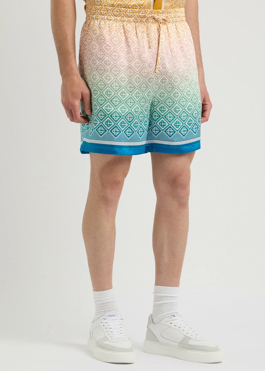 Casablanca o1mle0326 Drawstring Silk Shorts Diamond Monogram Size US 40 / EU 56 - 2 Thumbnail
