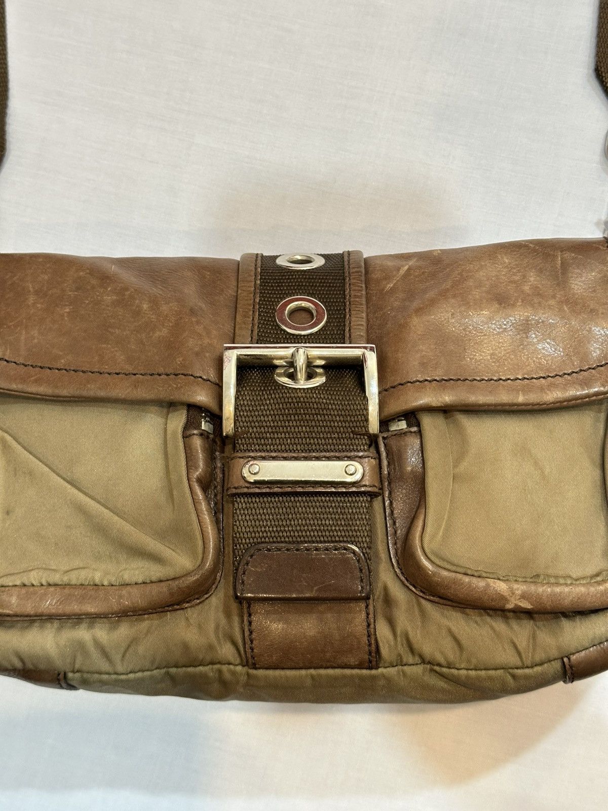 Prada Prada Tessuto and Leather Buckle Flap Shoulder Bag. Size ONE SIZE - 2 Thumbnail