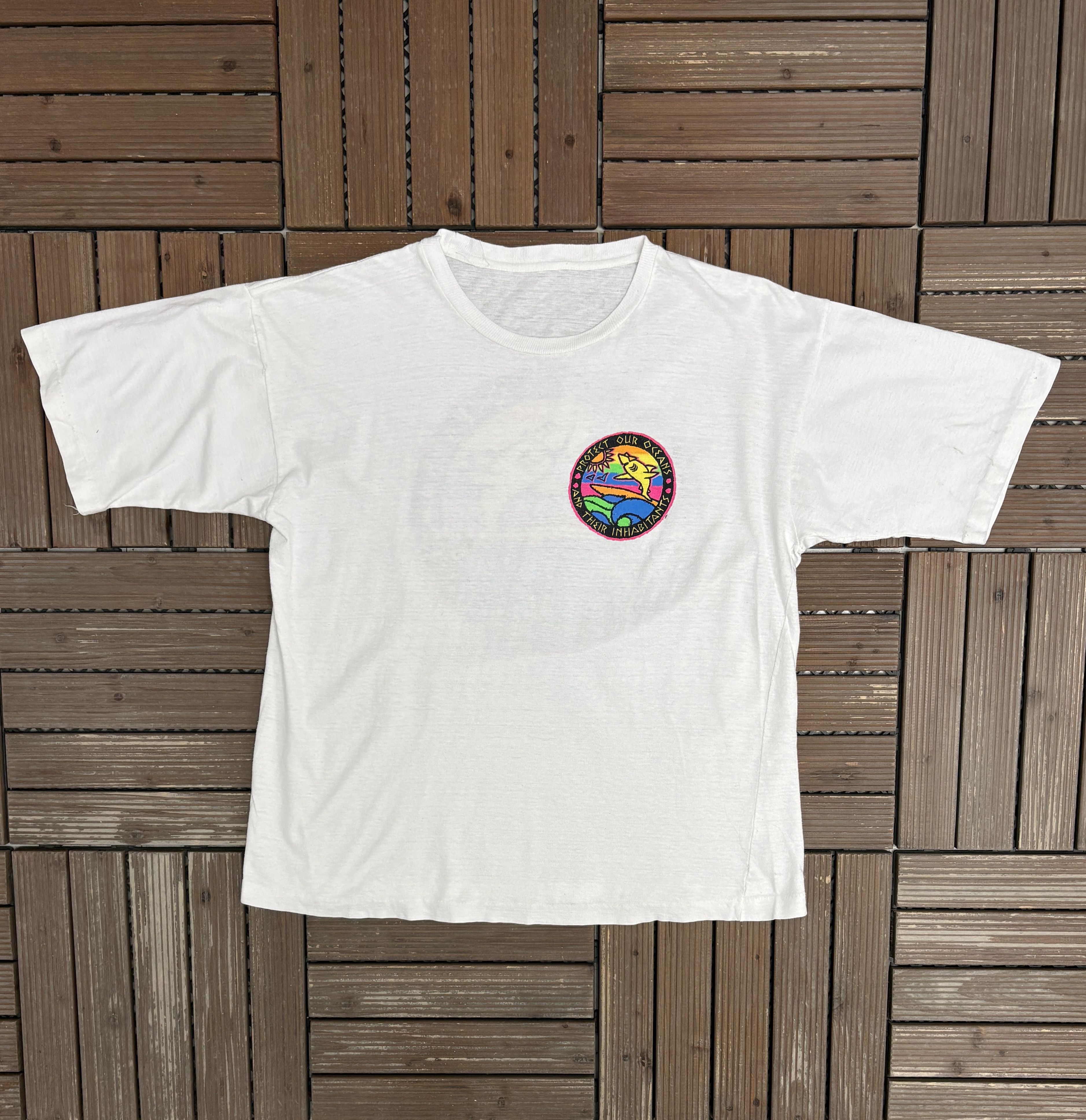 Vintage Protect Our Oceans Vintage White T-Shirt Tee Size US M / EU 48-50 / 2 - 1 Thumbnail