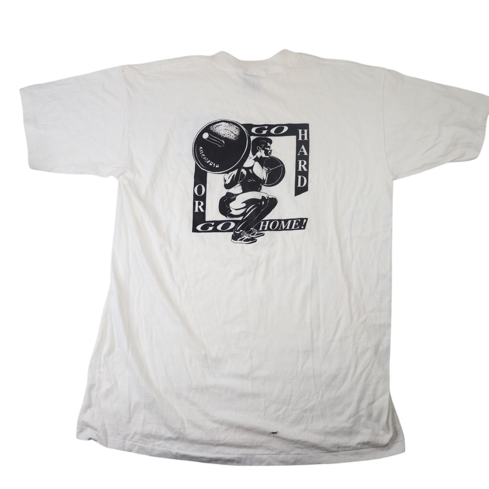 Vintage VTG 90s "Go Hard or Go Home" Graphic Body Building T Shirt Size US XL / EU 56 / 4 - 1 Thumbnail
