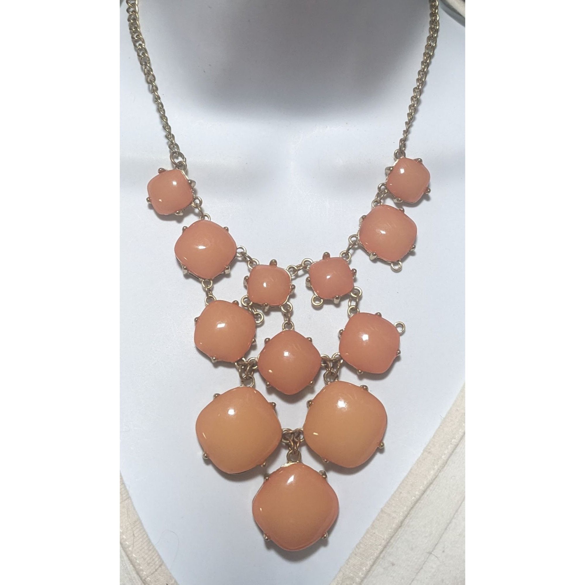 Other Peach Bubble Bib Statement Necklace With Gold Chain Size ONE SIZE - 6 Thumbnail