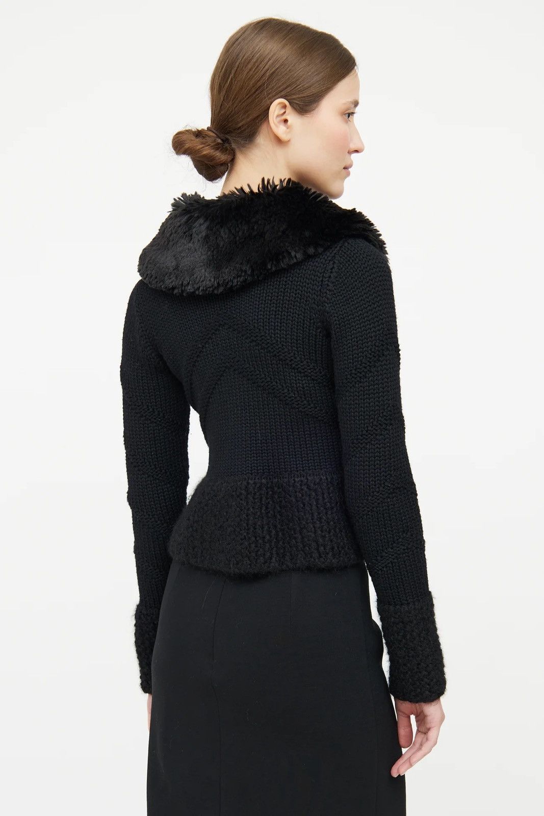 Prada × Vintage Prada Black Knit Long Sleeve Cardigan Size S / US 4 / IT 40 - 7 Thumbnail