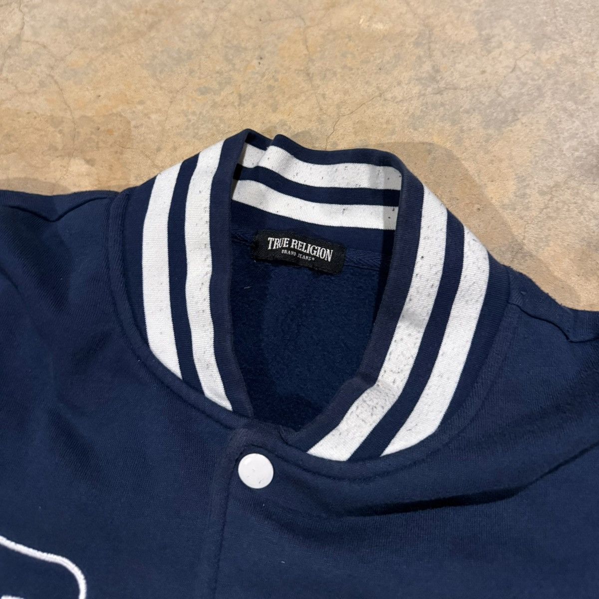 True Religion Cotton Varsity Bomber Jacket Insignia Blue