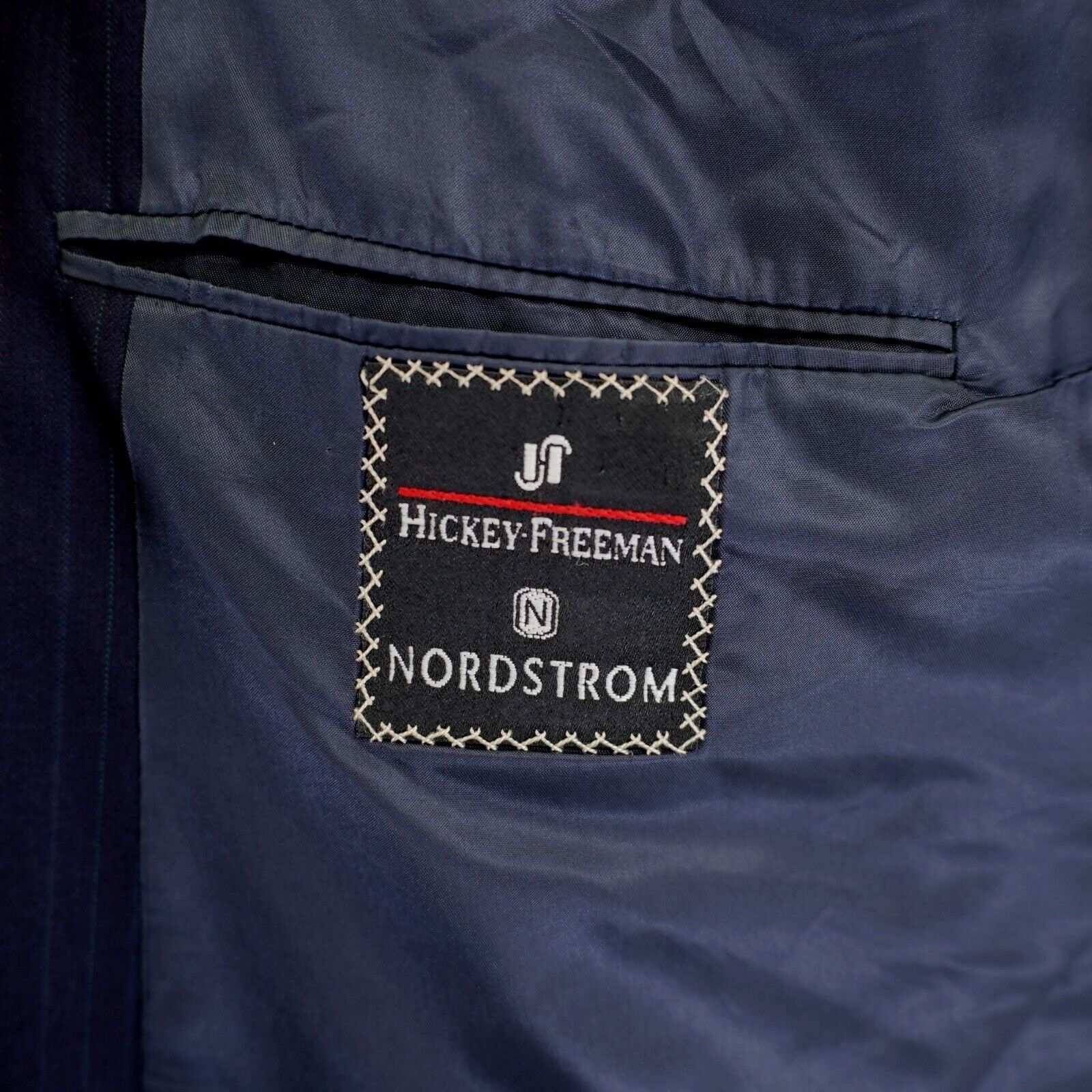 Hickey Freeman DAMAGED Hickey Freeman Wool Blue W/ Multi-Colored Striped 50 Size 50L - 12 Thumbnail