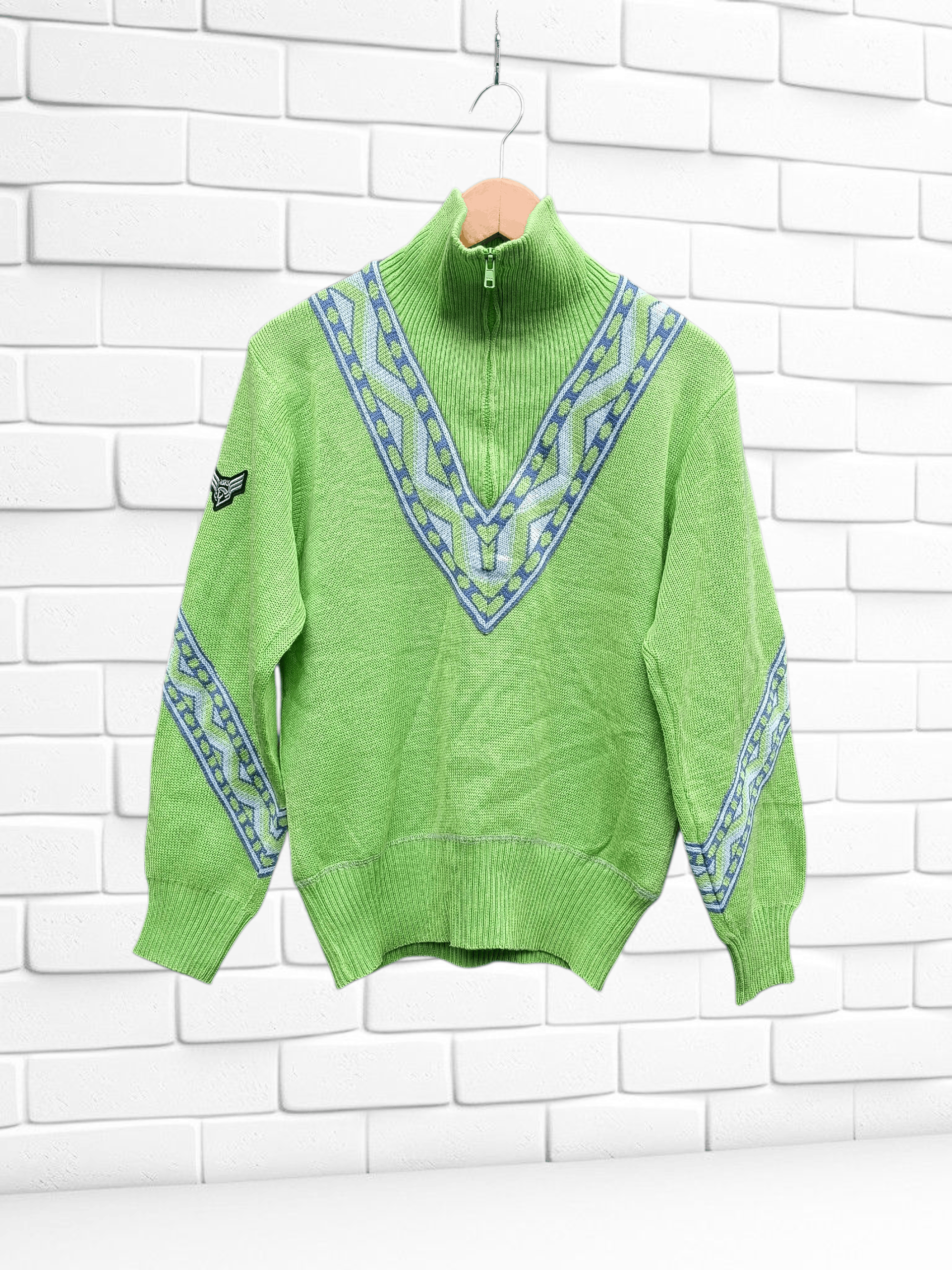 Asics 90s Vintage Asics Half Zip Knit Sweater Size US M / EU 48-50 / 2 - 2 Thumbnail