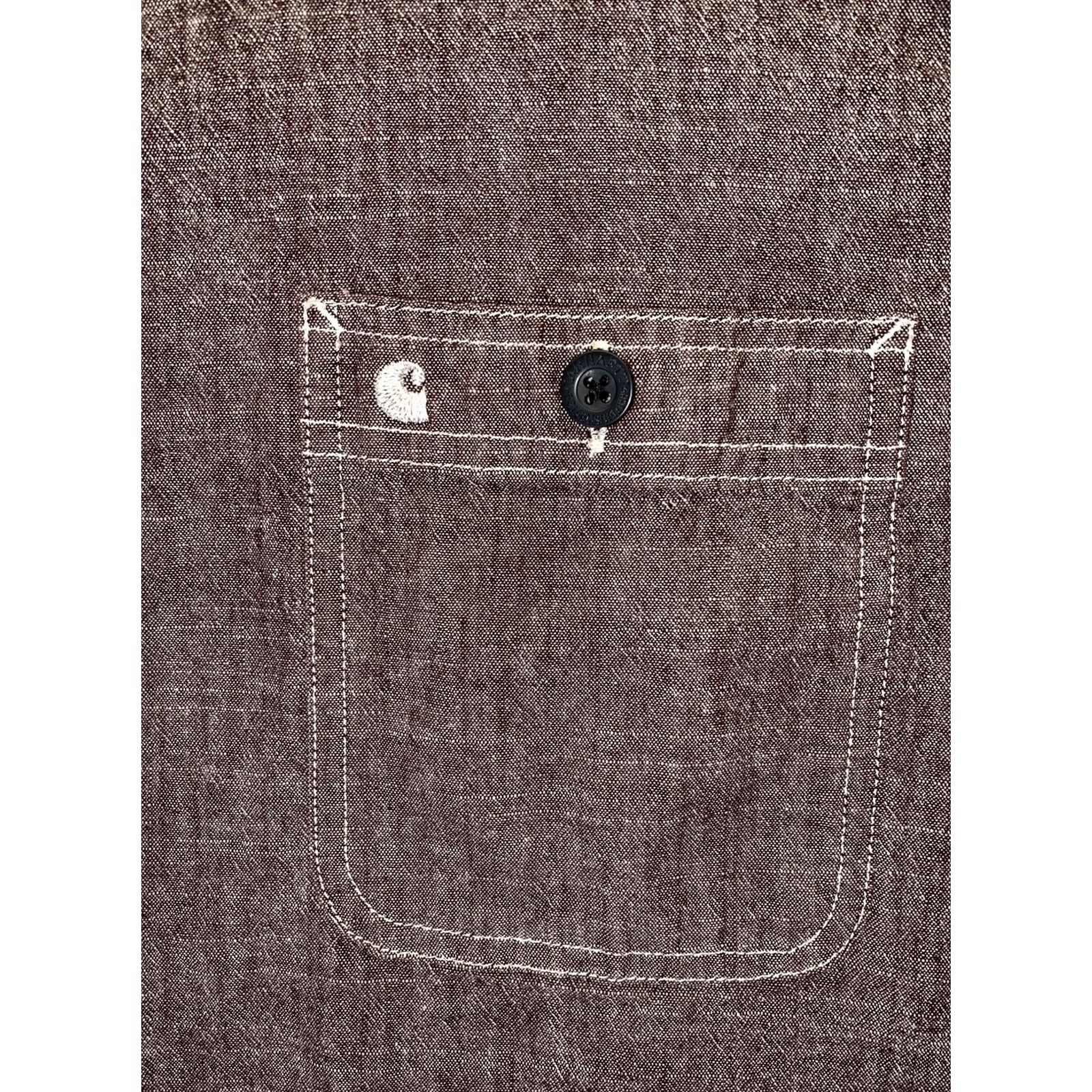 Carhartt Carhartt Mens L Burgundy Button-Up Shirt Workwear-5665 Shirt Mens Burgundy Logo Embroidered Vintage: No Size US L / EU 52-54 / 3 - 3 Thumbnail