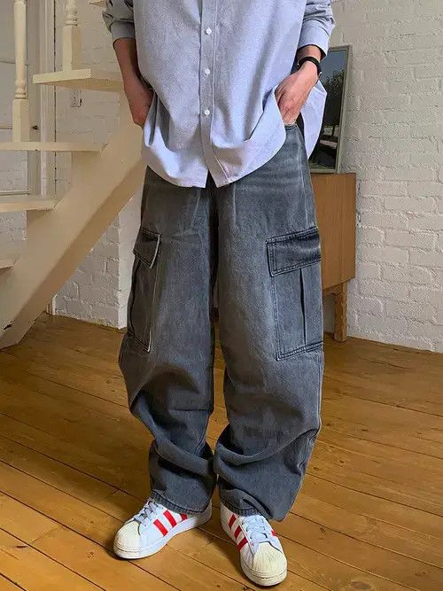Jean Cargo Wide Leg Denim Jeans Size US 32 / EU 48 - 1 Thumbnail